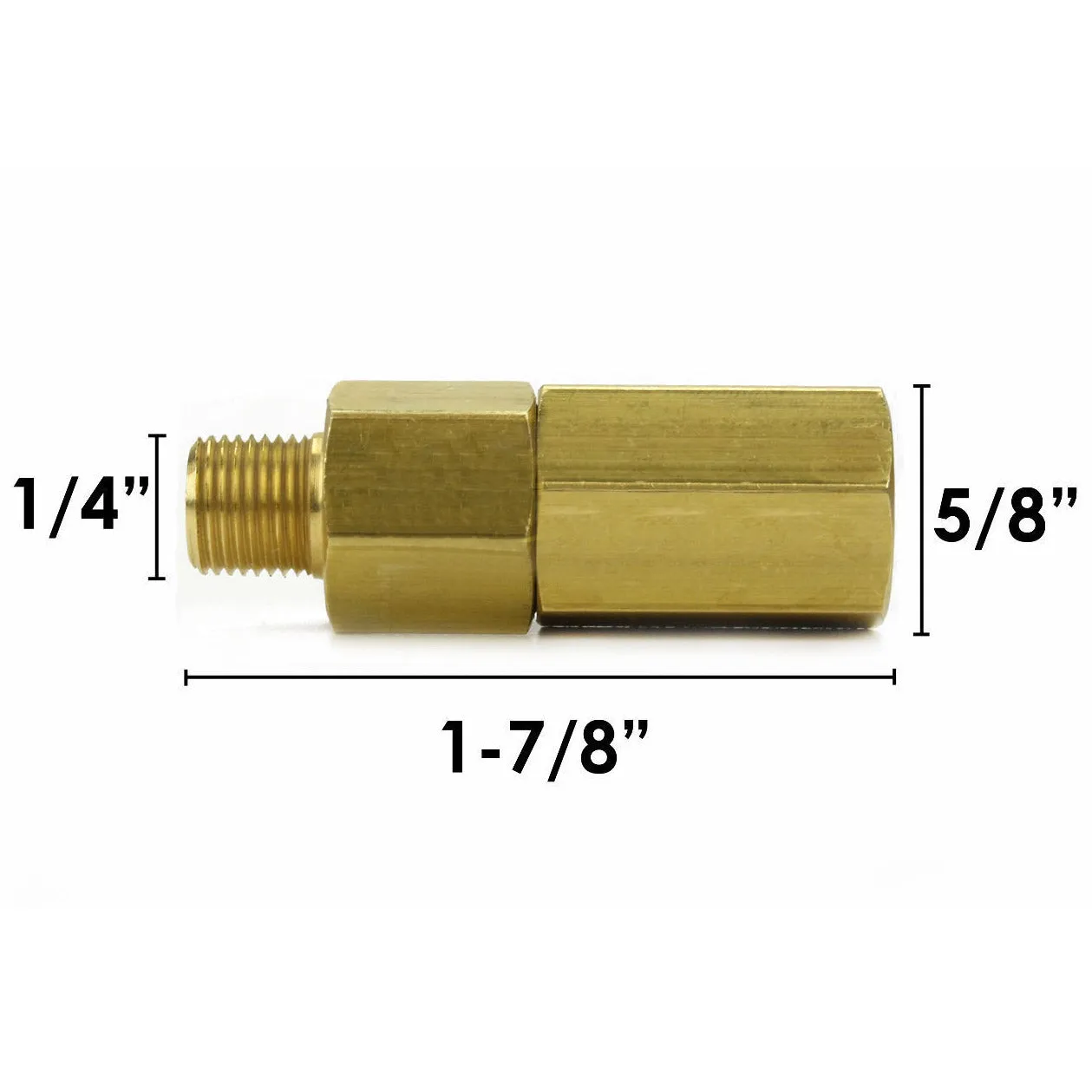 1/8 Male To Female NPT Solid Brass Check Valve 500 PSI