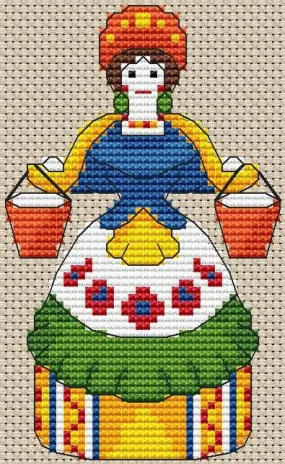 A Lady With A Spinning Wheel - PDF Cross Stitch Pattern