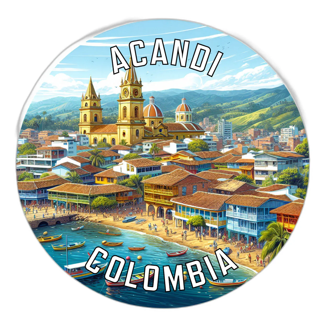 Acandi Colombia Souvenir Die Cut Flat Magnet