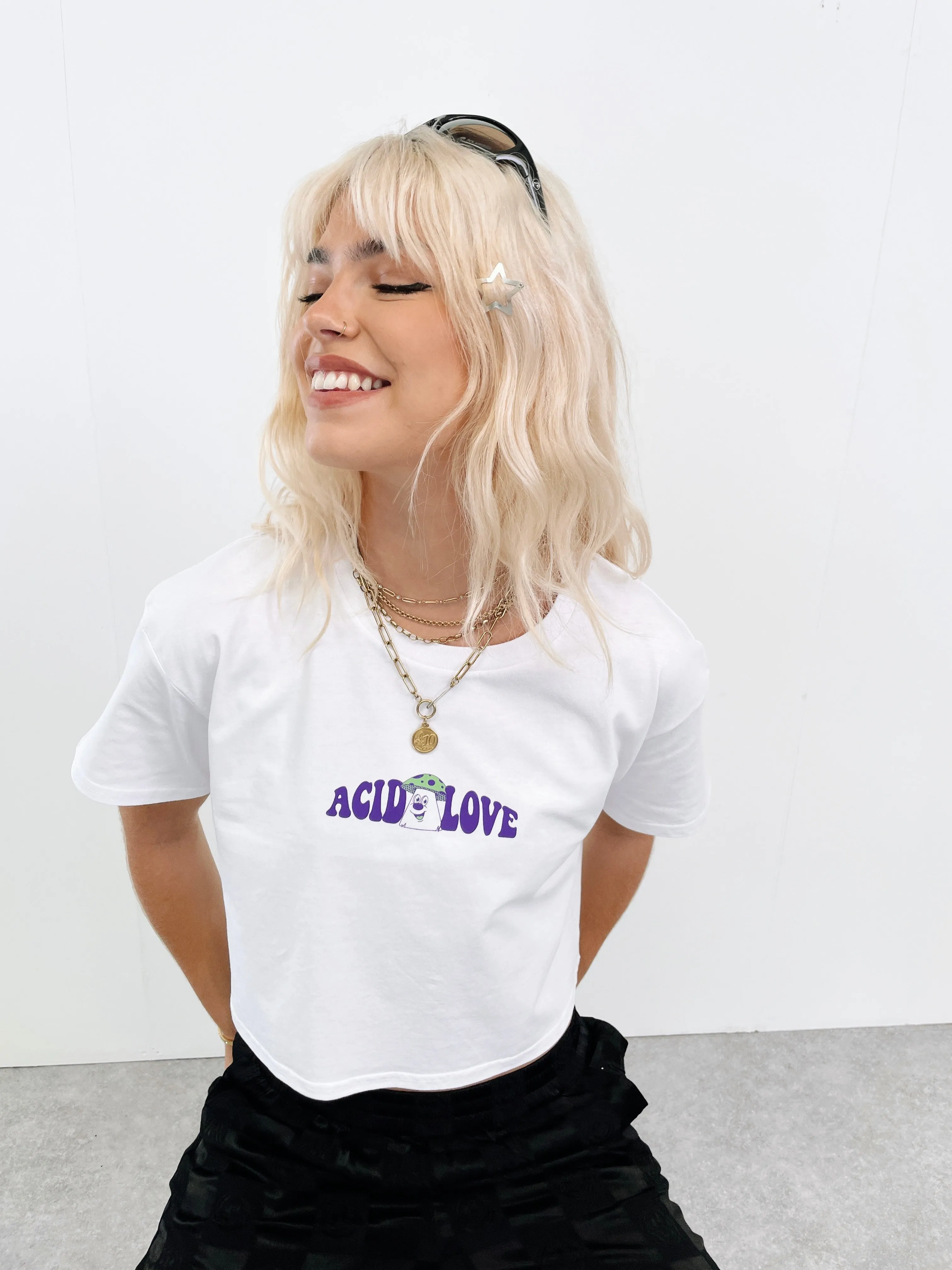 Acid Love WMNS 'Mushroom' Cropped Tee - White