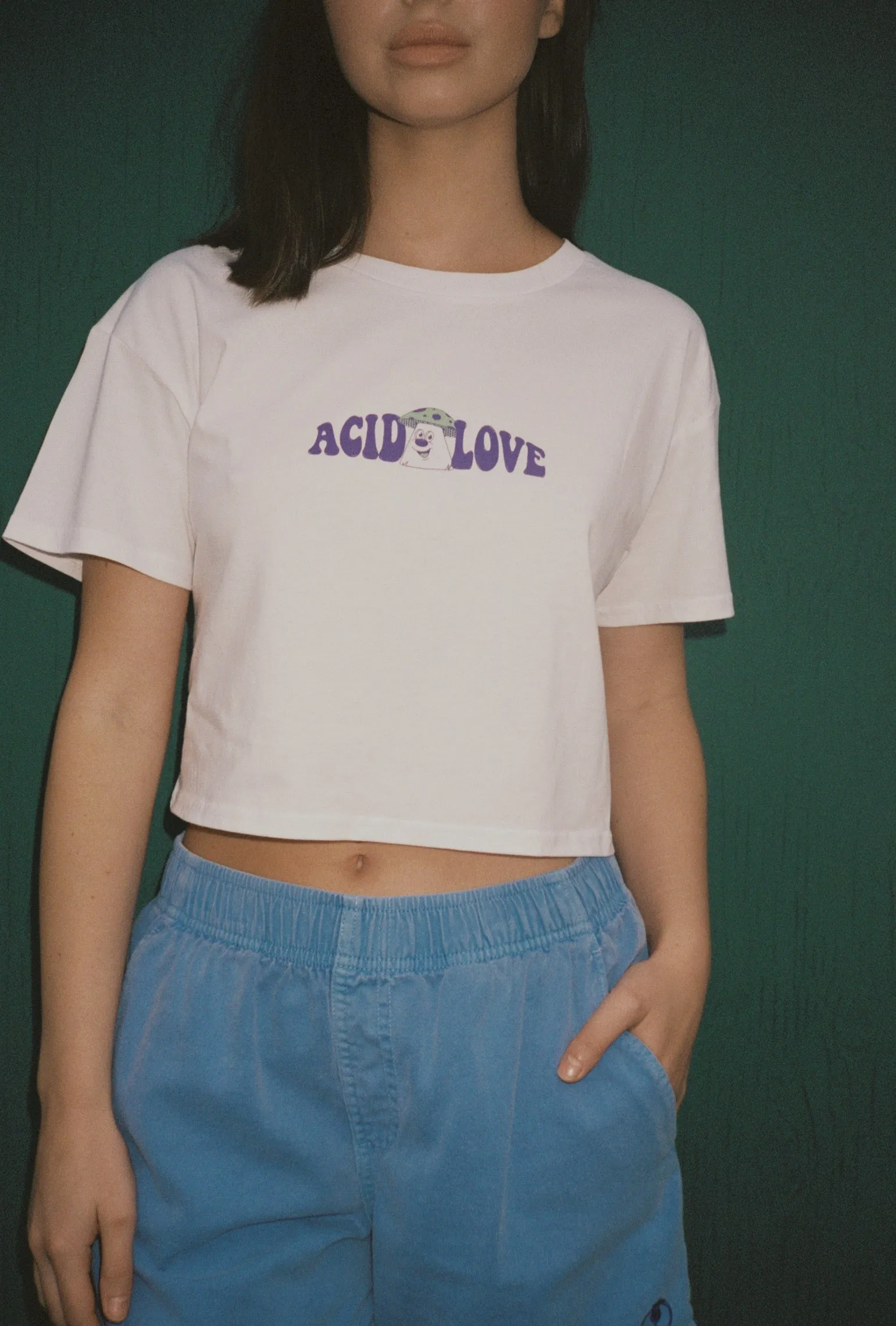 Acid Love WMNS 'Mushroom' Cropped Tee - White