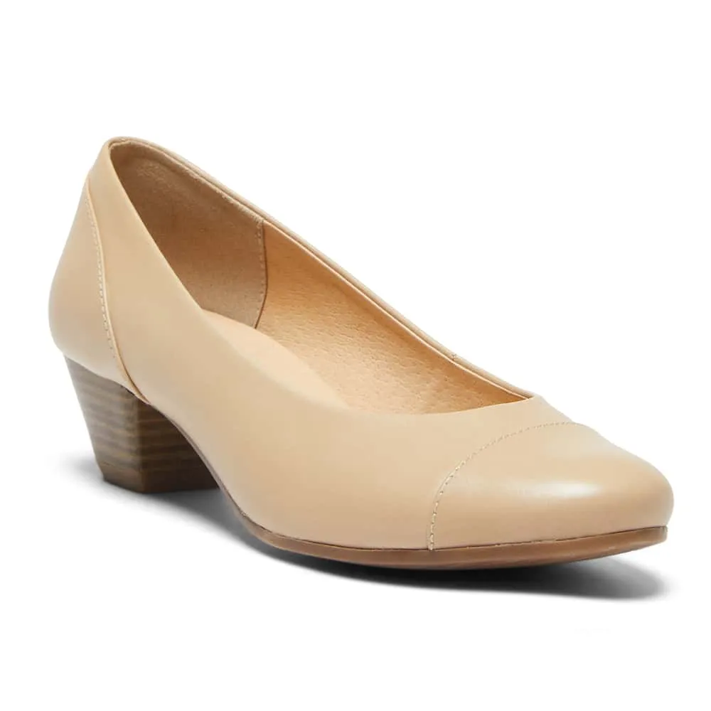 Acton Heel in Nude Leather