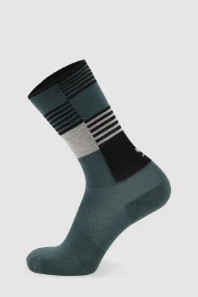 Atlas Merino Crew Sock - Burnt Sage Check