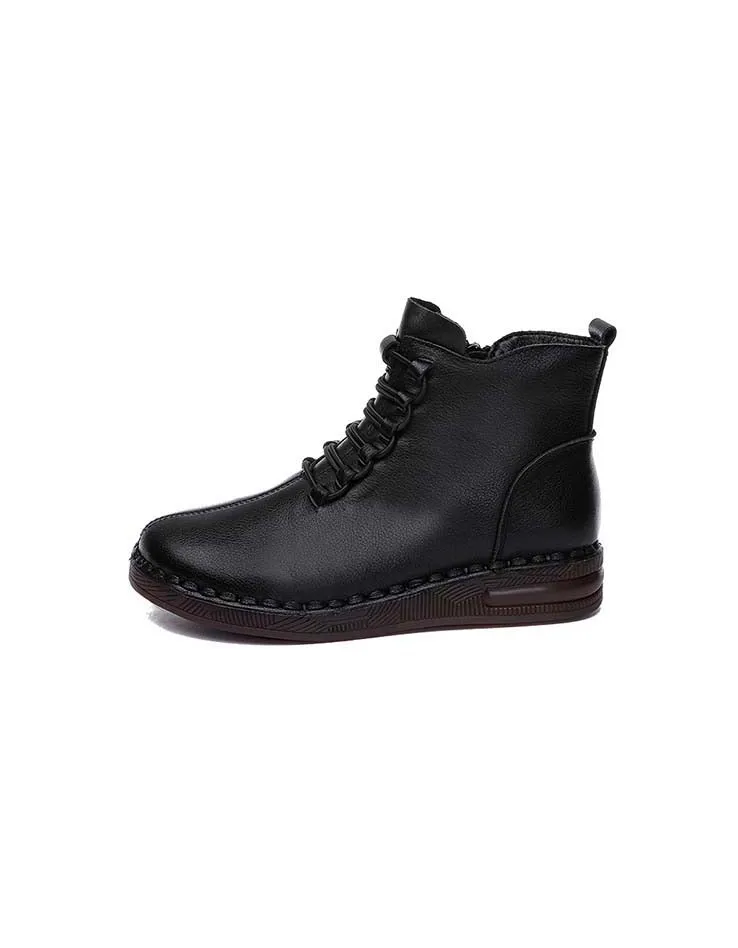 Autumn Winter Slip-resistant Soft Leather Retro Boots