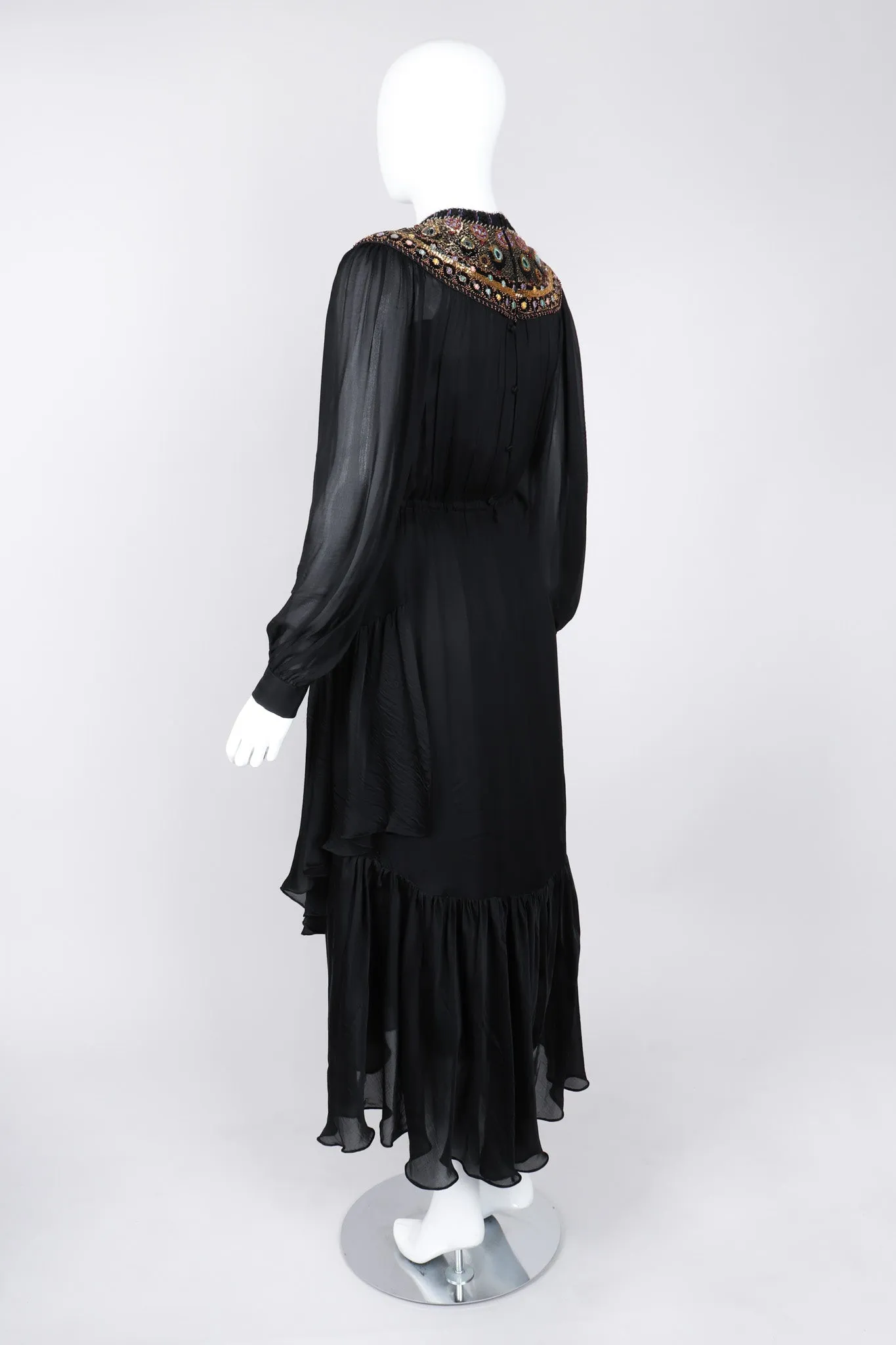 Beaded Collar Chiffon Dress