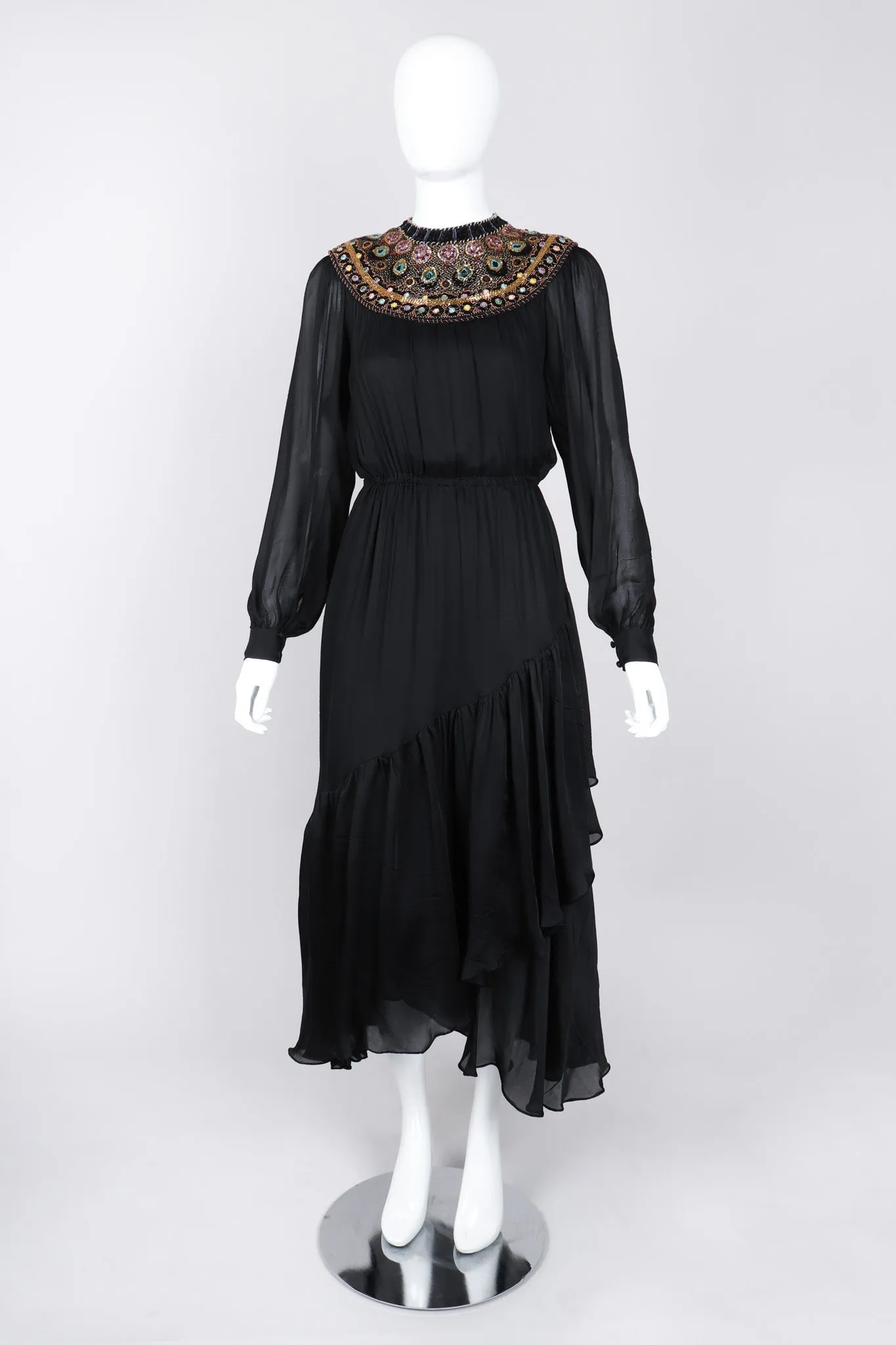 Beaded Collar Chiffon Dress