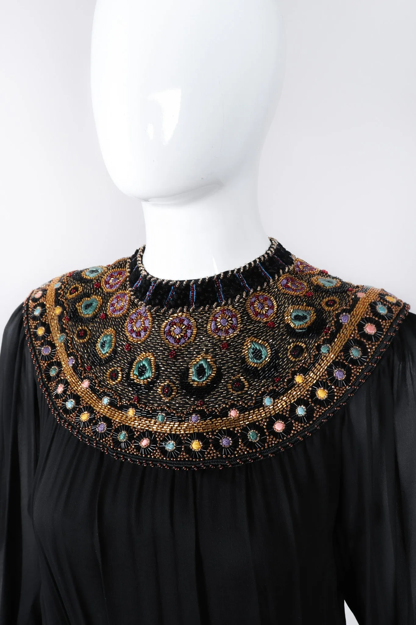 Beaded Collar Chiffon Dress