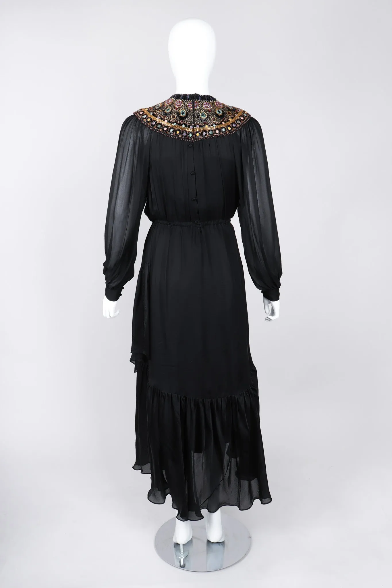 Beaded Collar Chiffon Dress