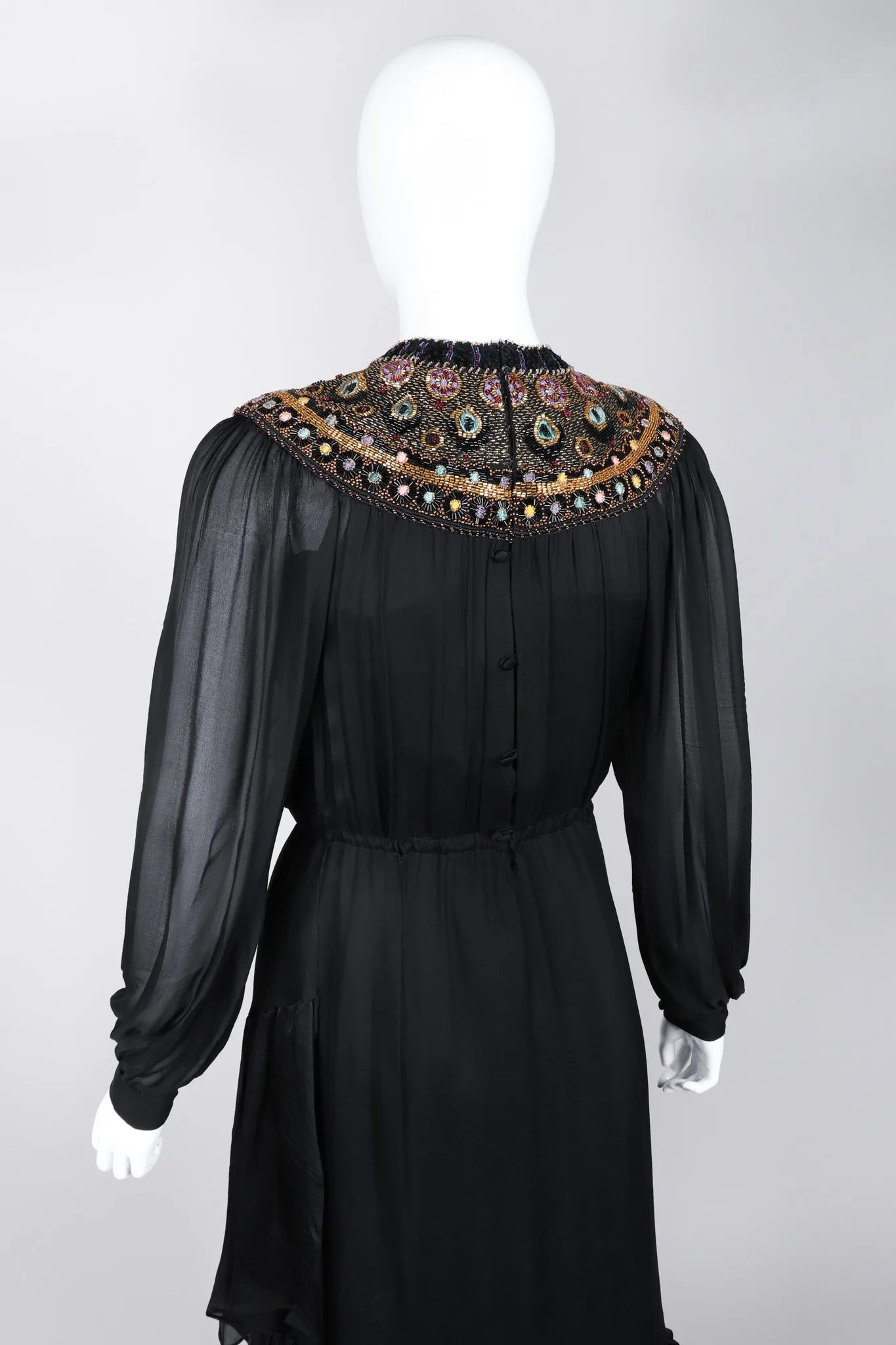 Beaded Collar Chiffon Dress