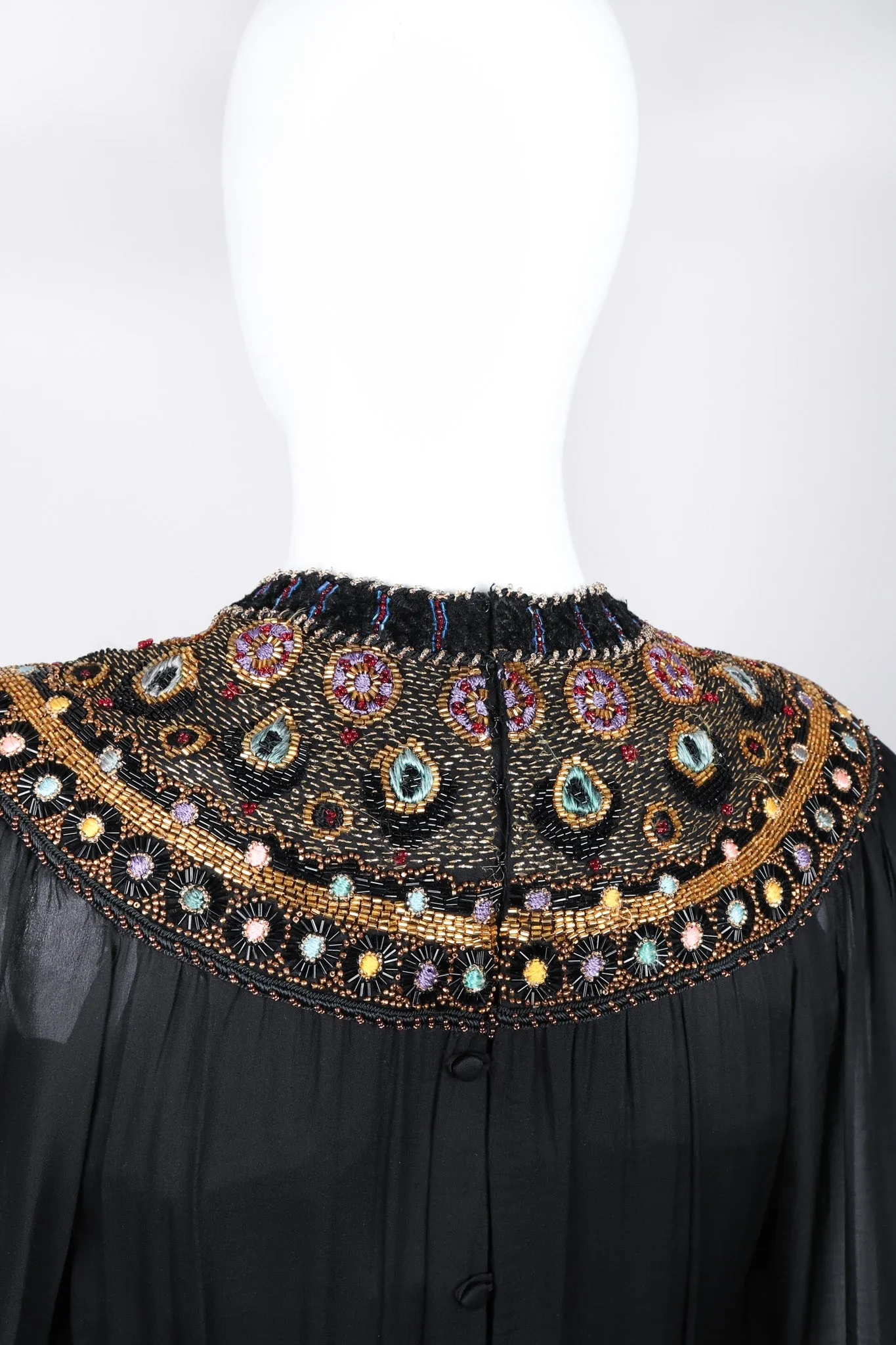 Beaded Collar Chiffon Dress