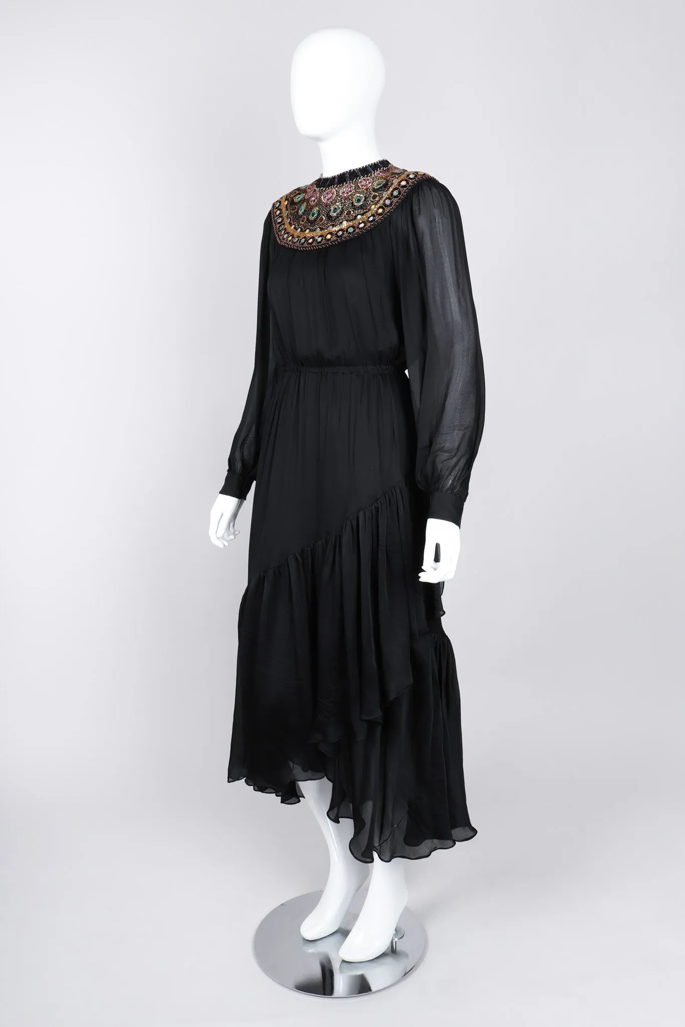 Beaded Collar Chiffon Dress