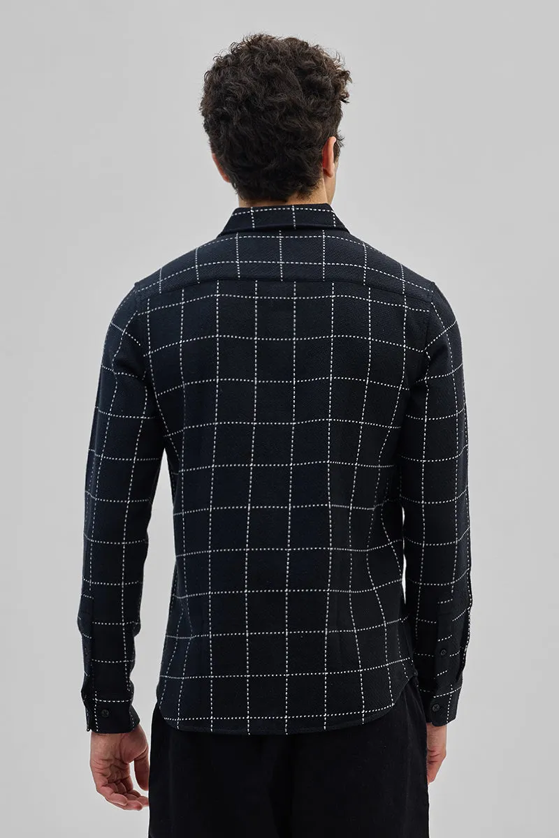 Black Textured Checks Shirt