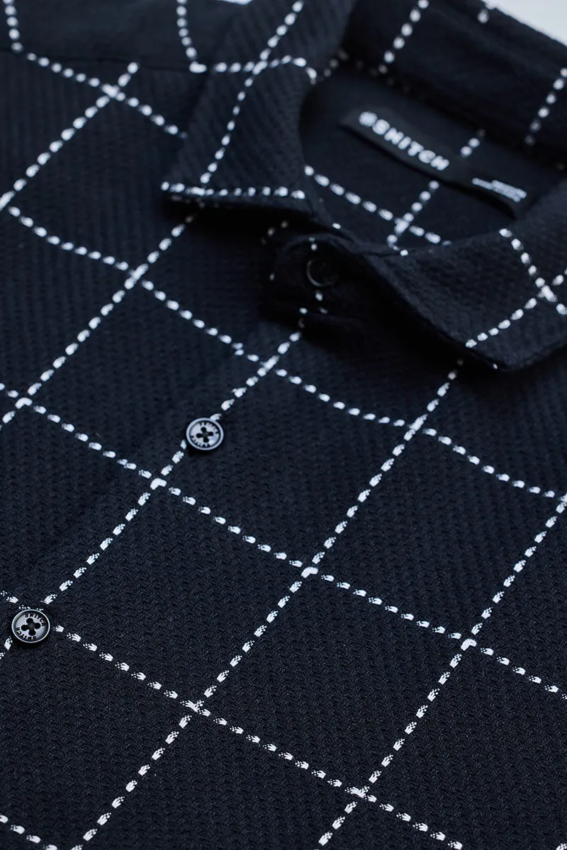 Black Textured Checks Shirt