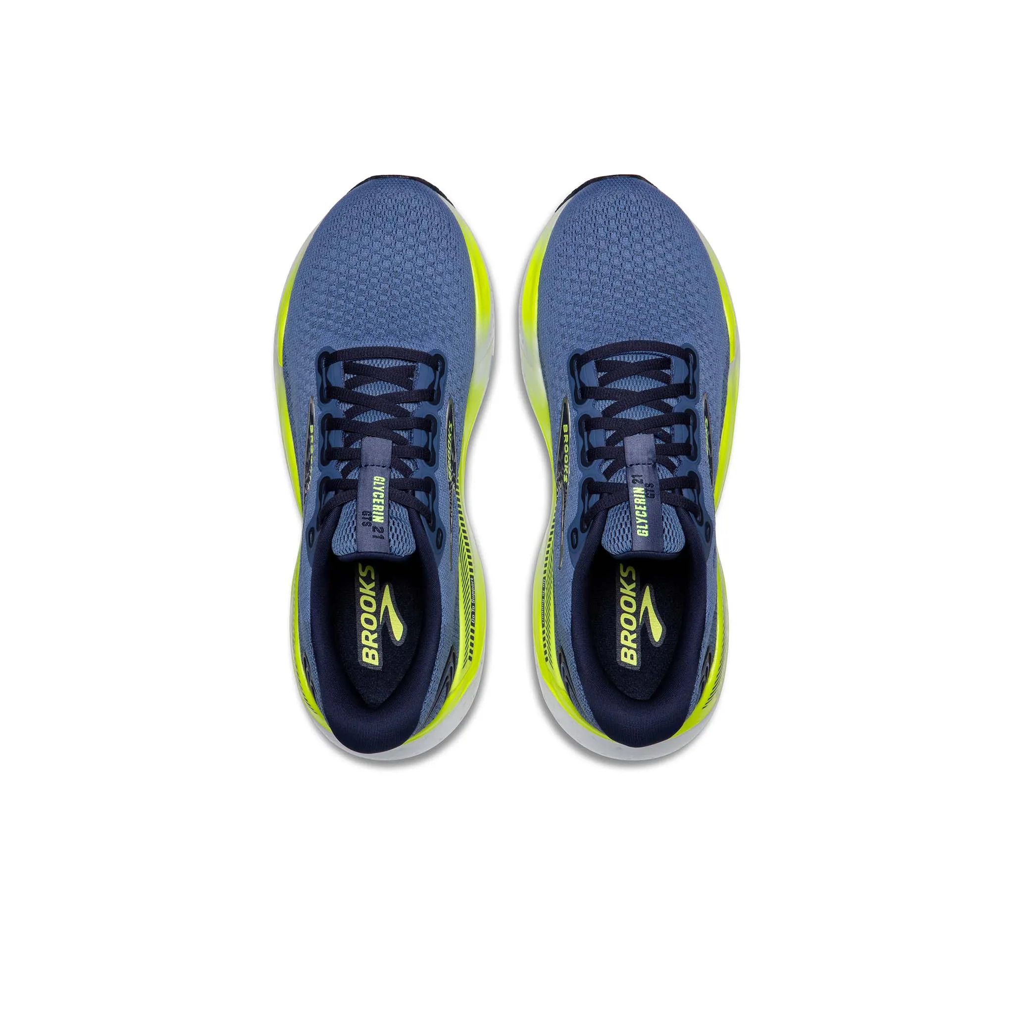 Brooks | Men's Glycerin GTS 21 Running Shoes - Blue/Peacoat/Lemon