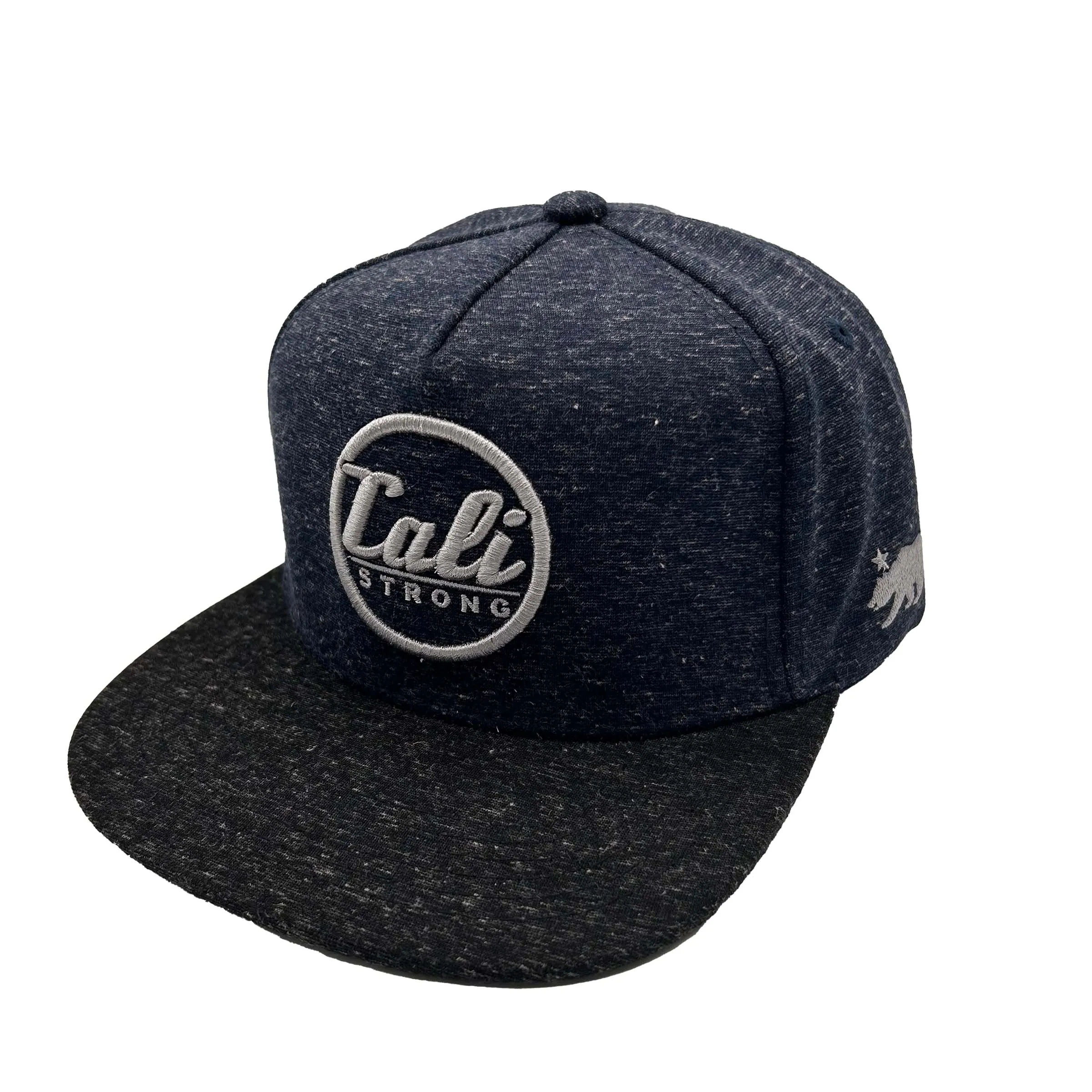 CALI Strong Classic Flat Bill Snapback Navy Heather Silver