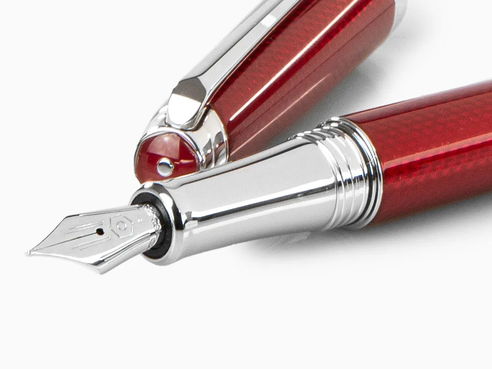 Caran dAche Léman Rouge Carmin Fountain Pen, Red, Rhodium, 4799.580