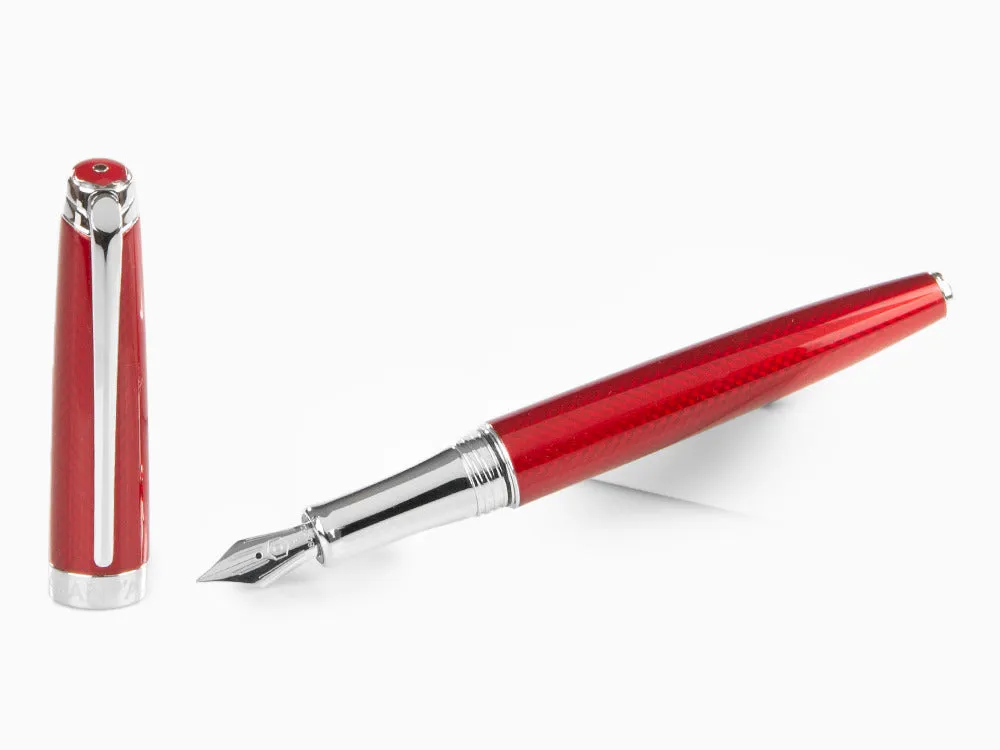 Caran dAche Léman Rouge Carmin Fountain Pen, Red, Rhodium, 4799.580