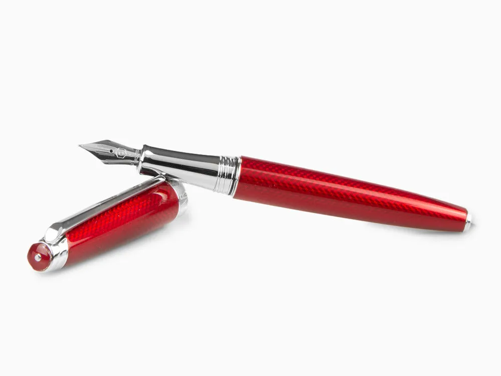 Caran dAche Léman Rouge Carmin Fountain Pen, Red, Rhodium, 4799.580