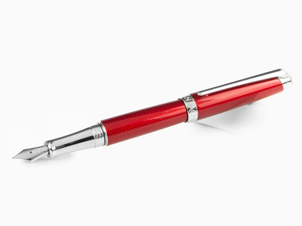 Caran dAche Léman Rouge Carmin Fountain Pen, Red, Rhodium, 4799.580