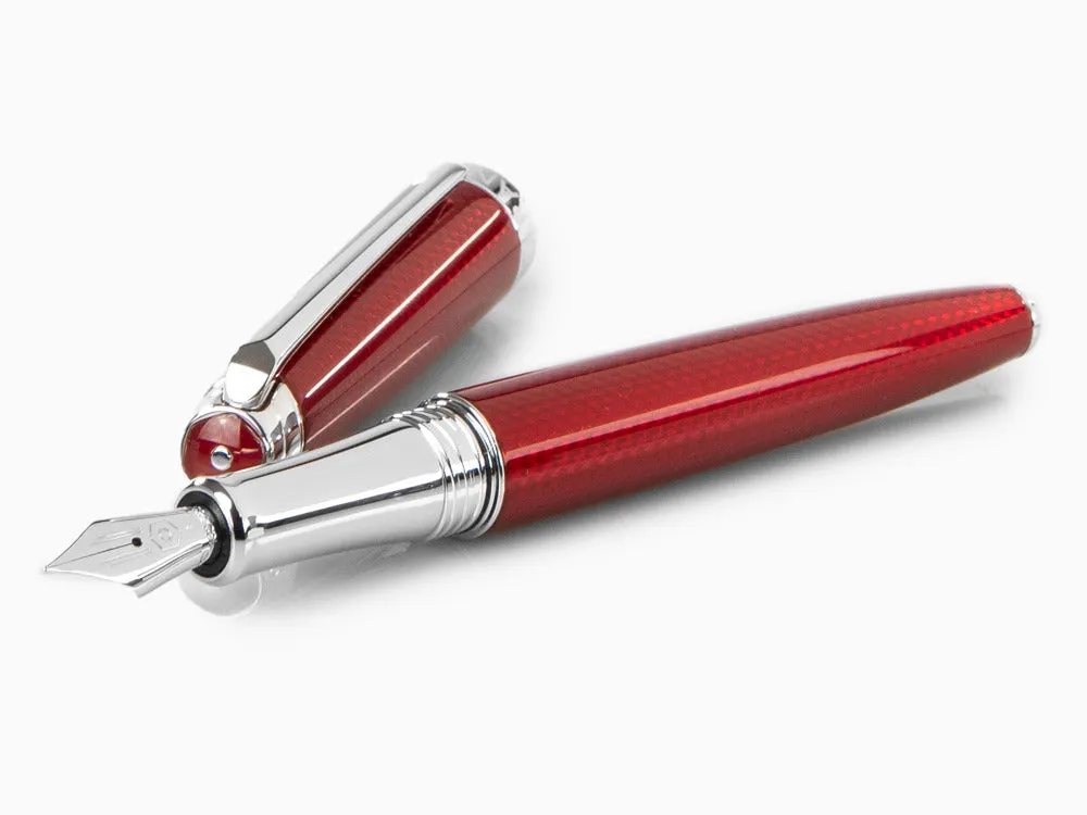 Caran dAche Léman Rouge Carmin Fountain Pen, Red, Rhodium, 4799.580