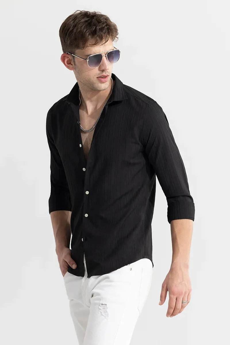 Clasp Striped Black Shirt