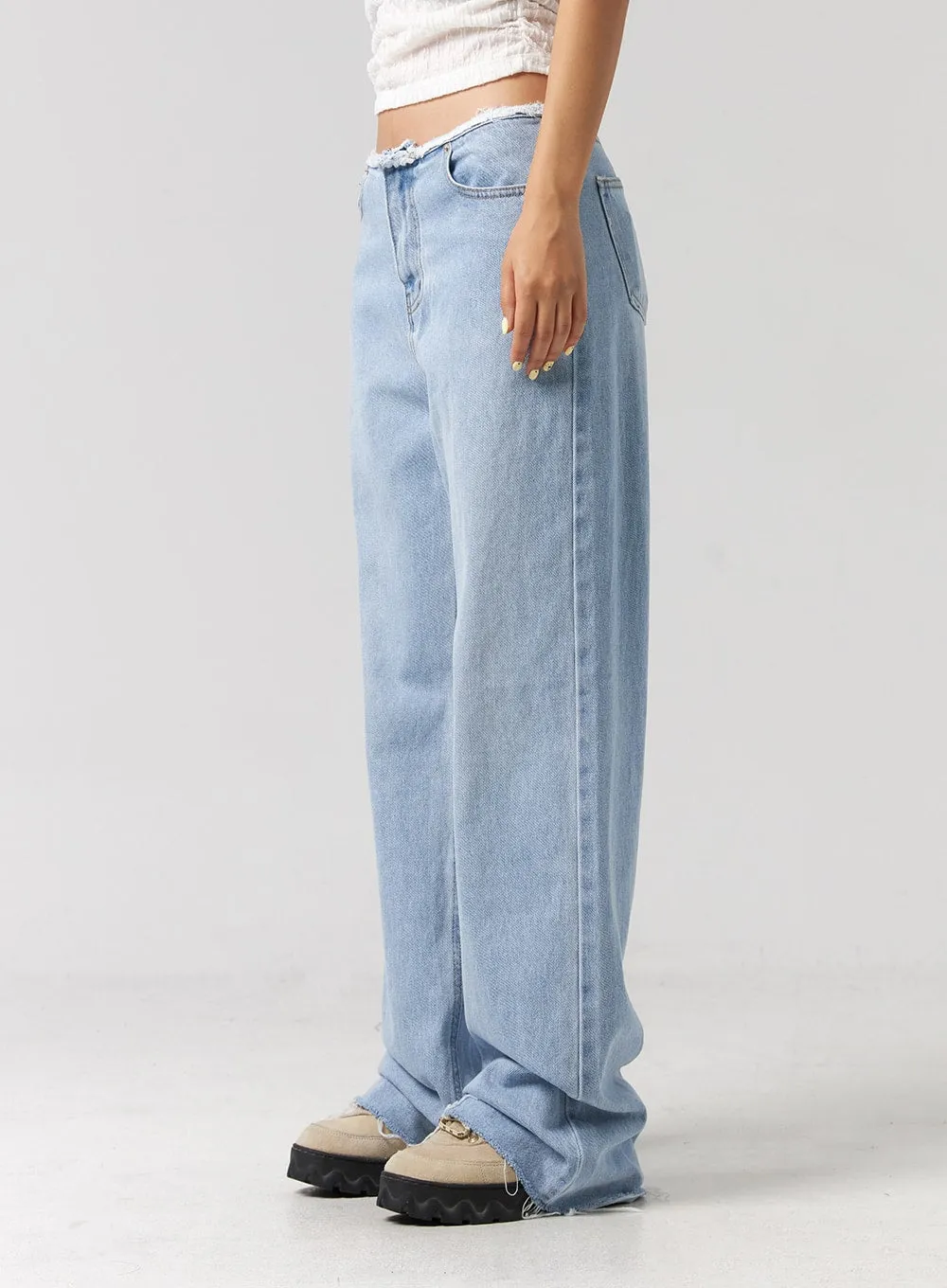 Cut Waist Wide Leg Jeans CG323