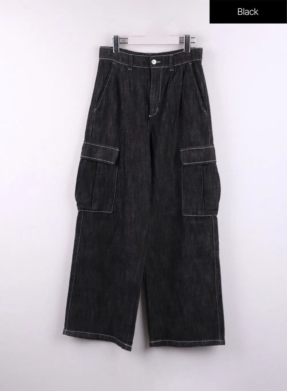 Denim Cargo Wide Leg Jeans CF407