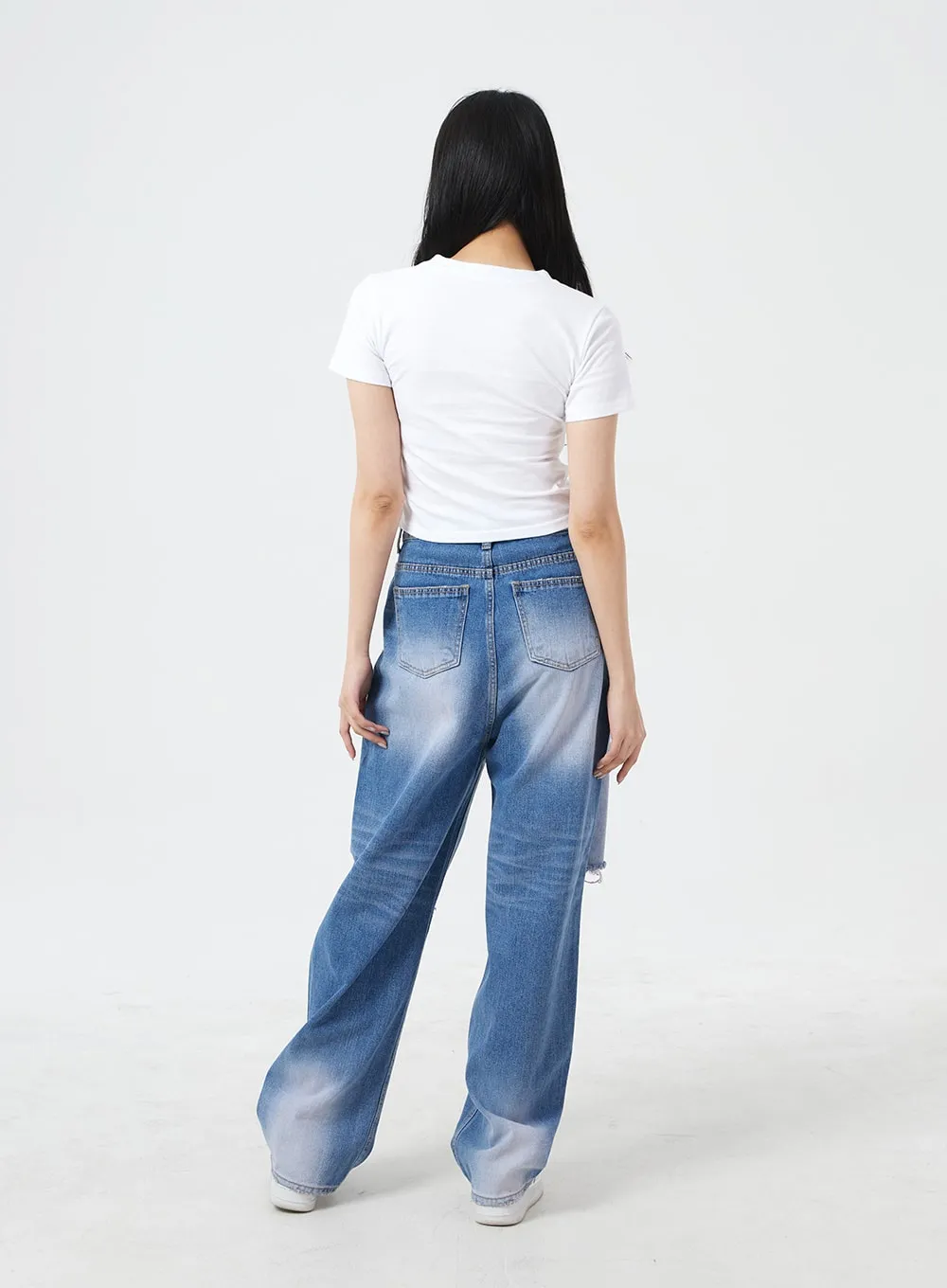 Destroyed Wide Leg Jeans BM304