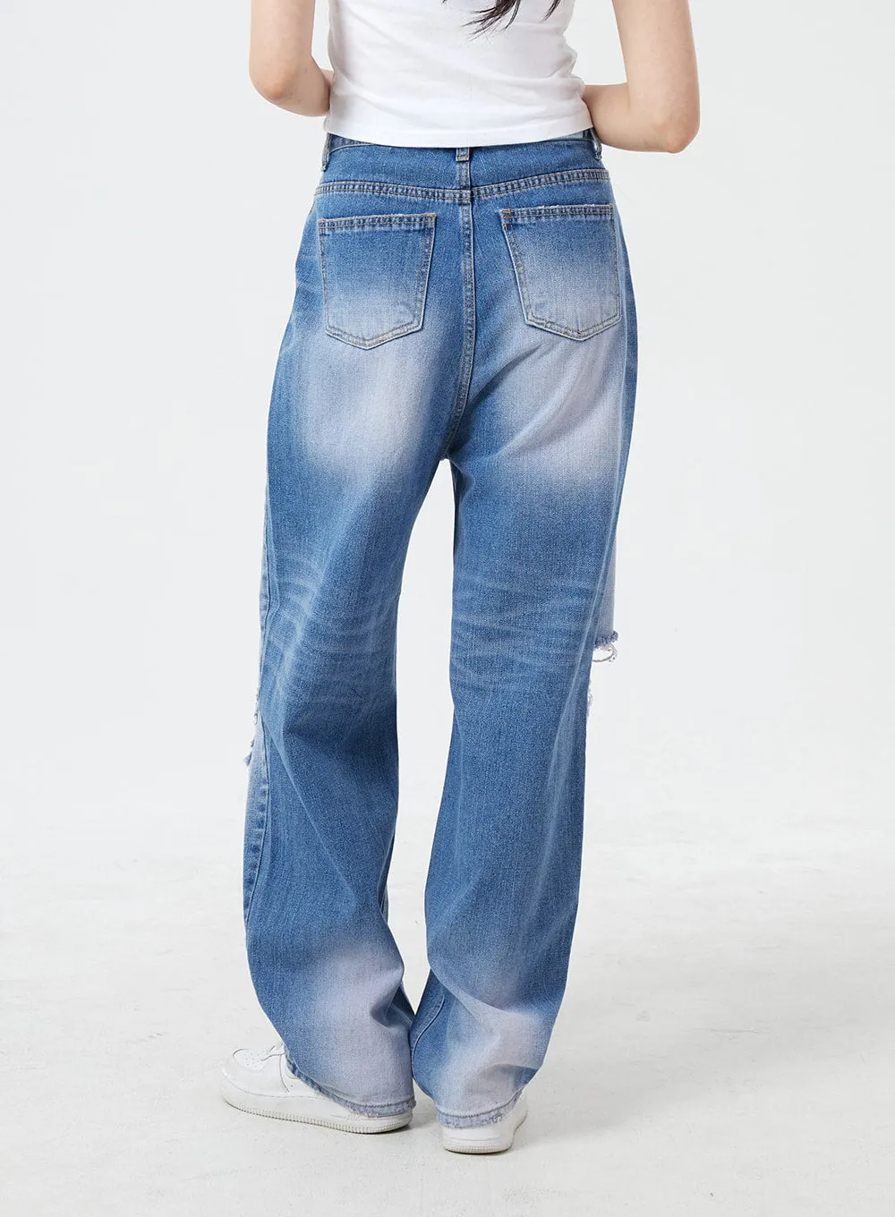 Destroyed Wide Leg Jeans BM304