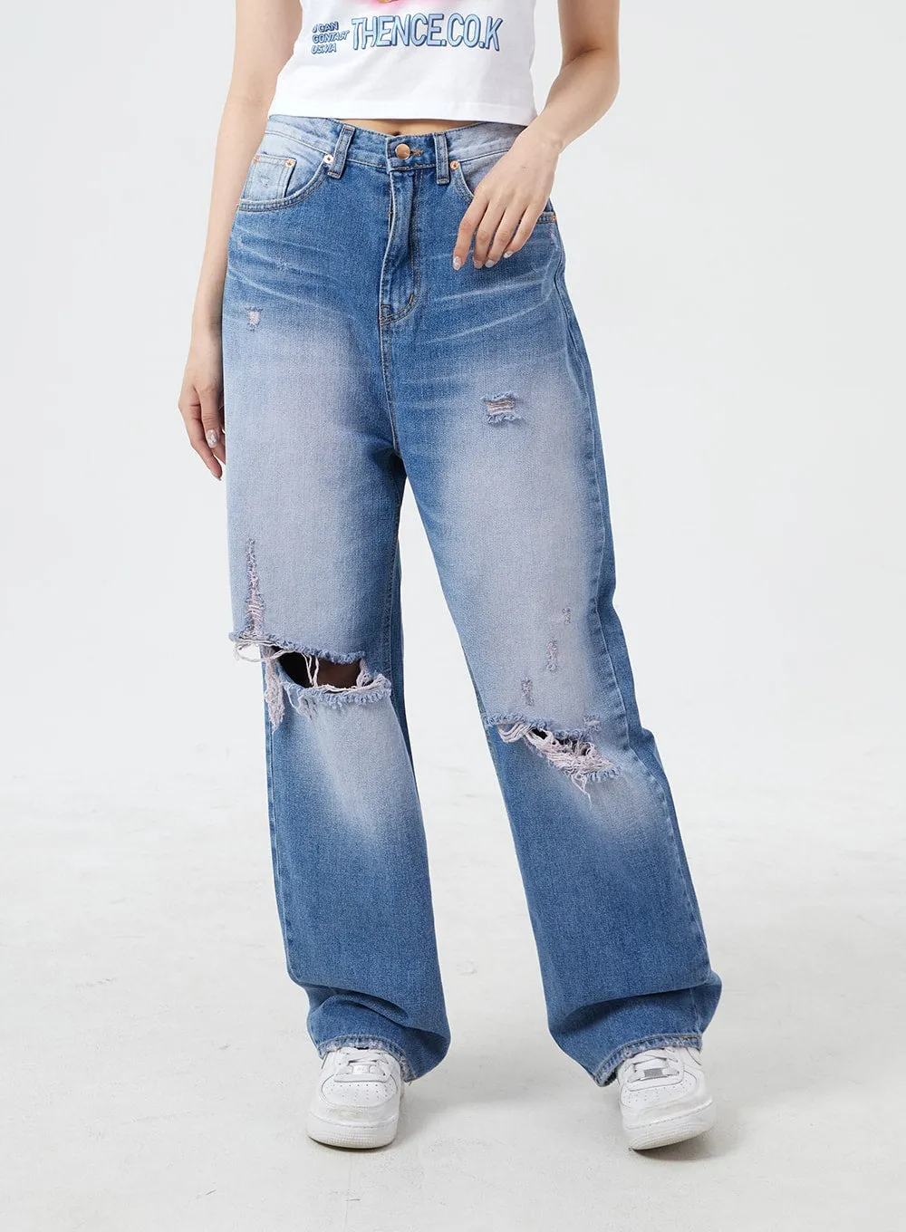 Destroyed Wide Leg Jeans BM304