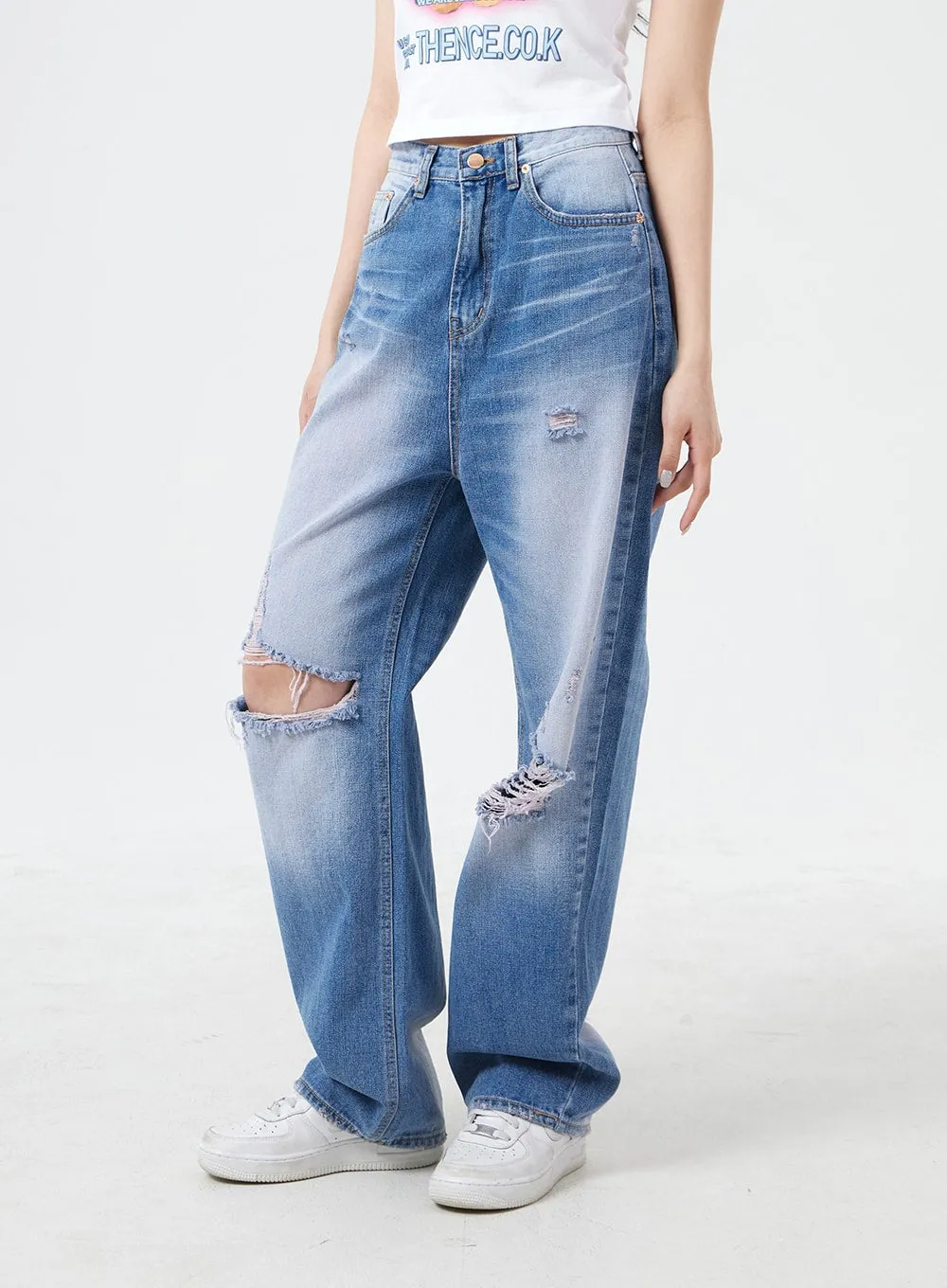 Destroyed Wide Leg Jeans BM304