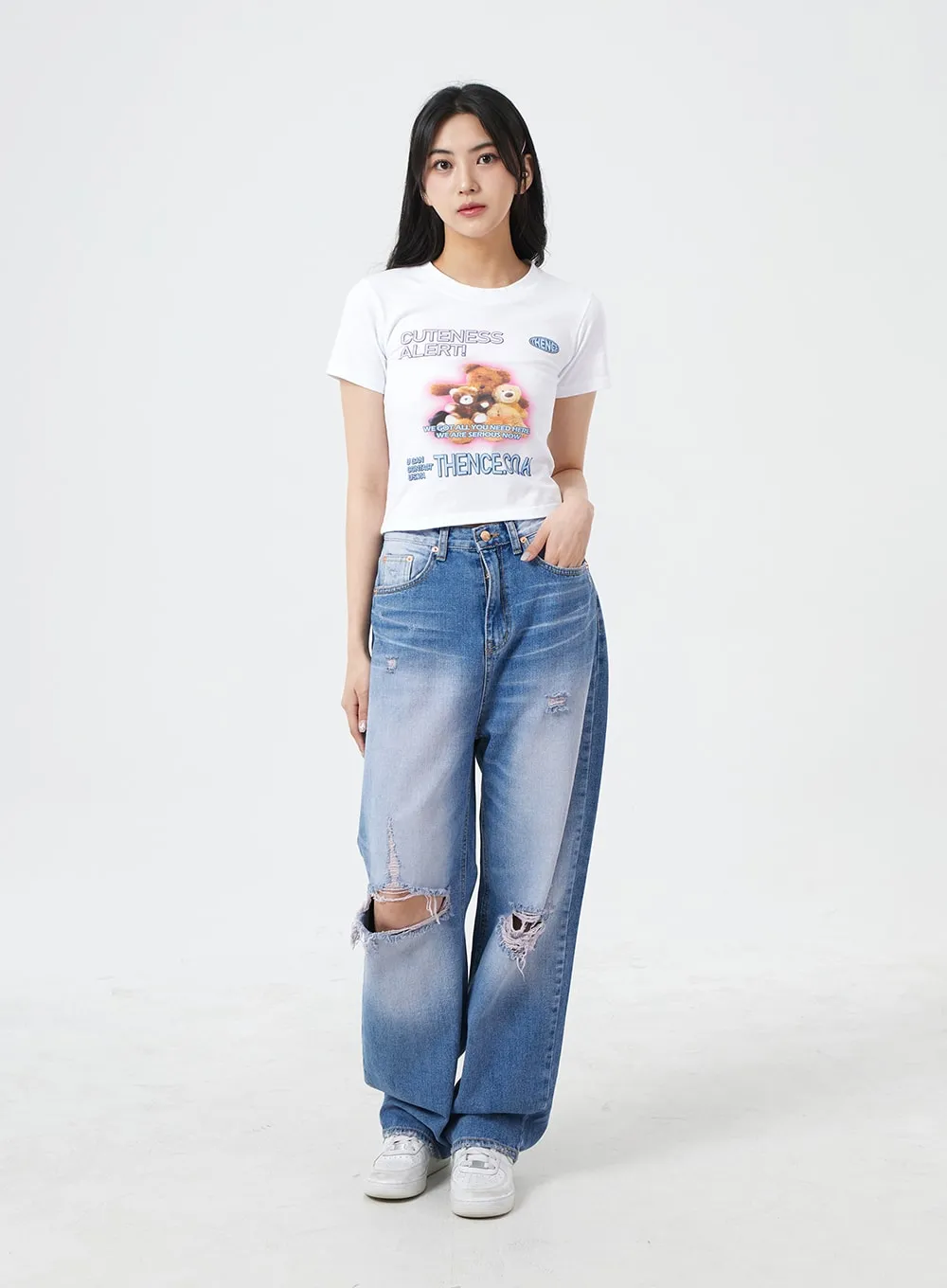 Destroyed Wide Leg Jeans BM304