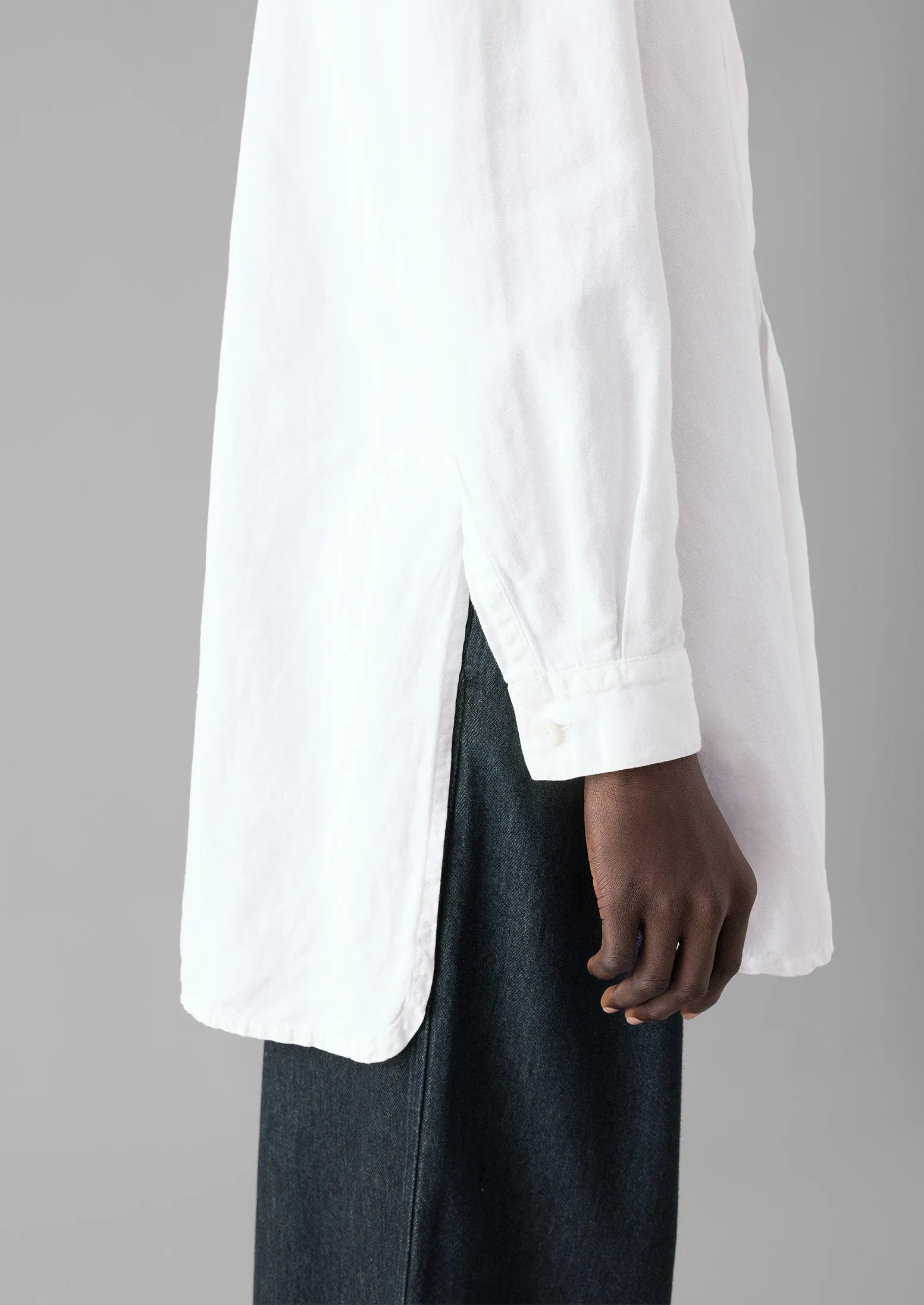 Elena Cotton Linen Tunic Shirt | Paper White