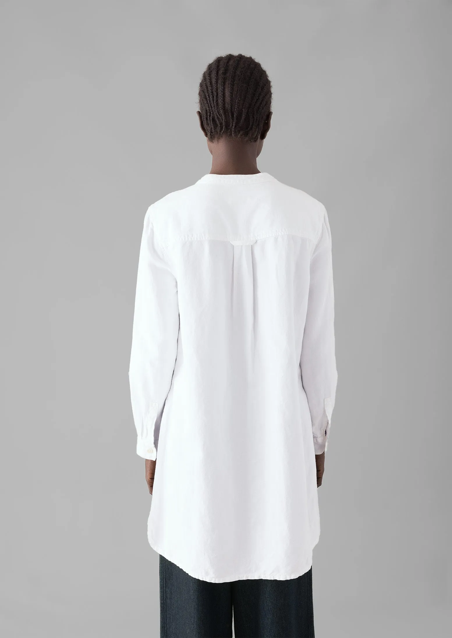 Elena Cotton Linen Tunic Shirt | Paper White