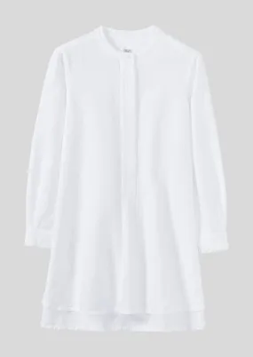 Elena Cotton Linen Tunic Shirt | Paper White