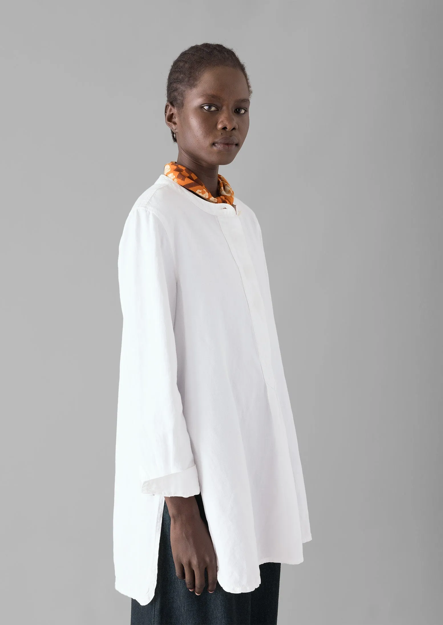 Elena Cotton Linen Tunic Shirt | Paper White