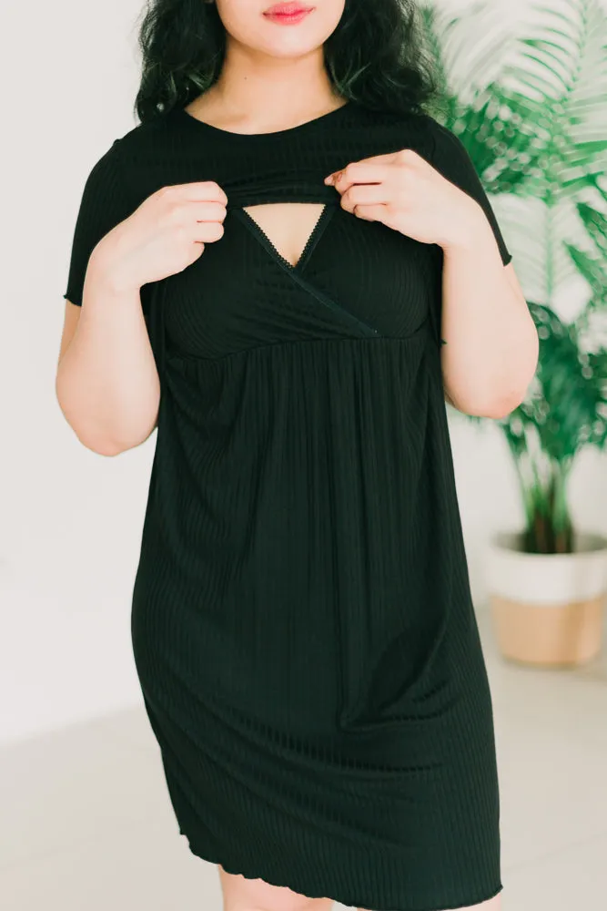 Envie Lift-Up Nursing Dress in Black