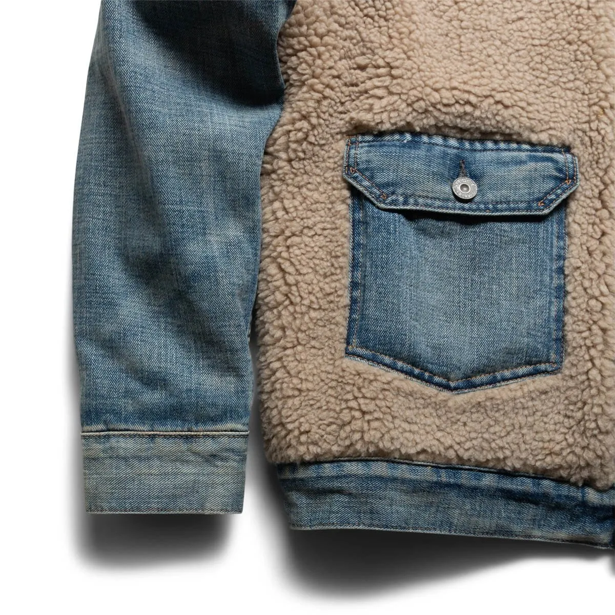 FLEECE-PANELED DENIM JACKET