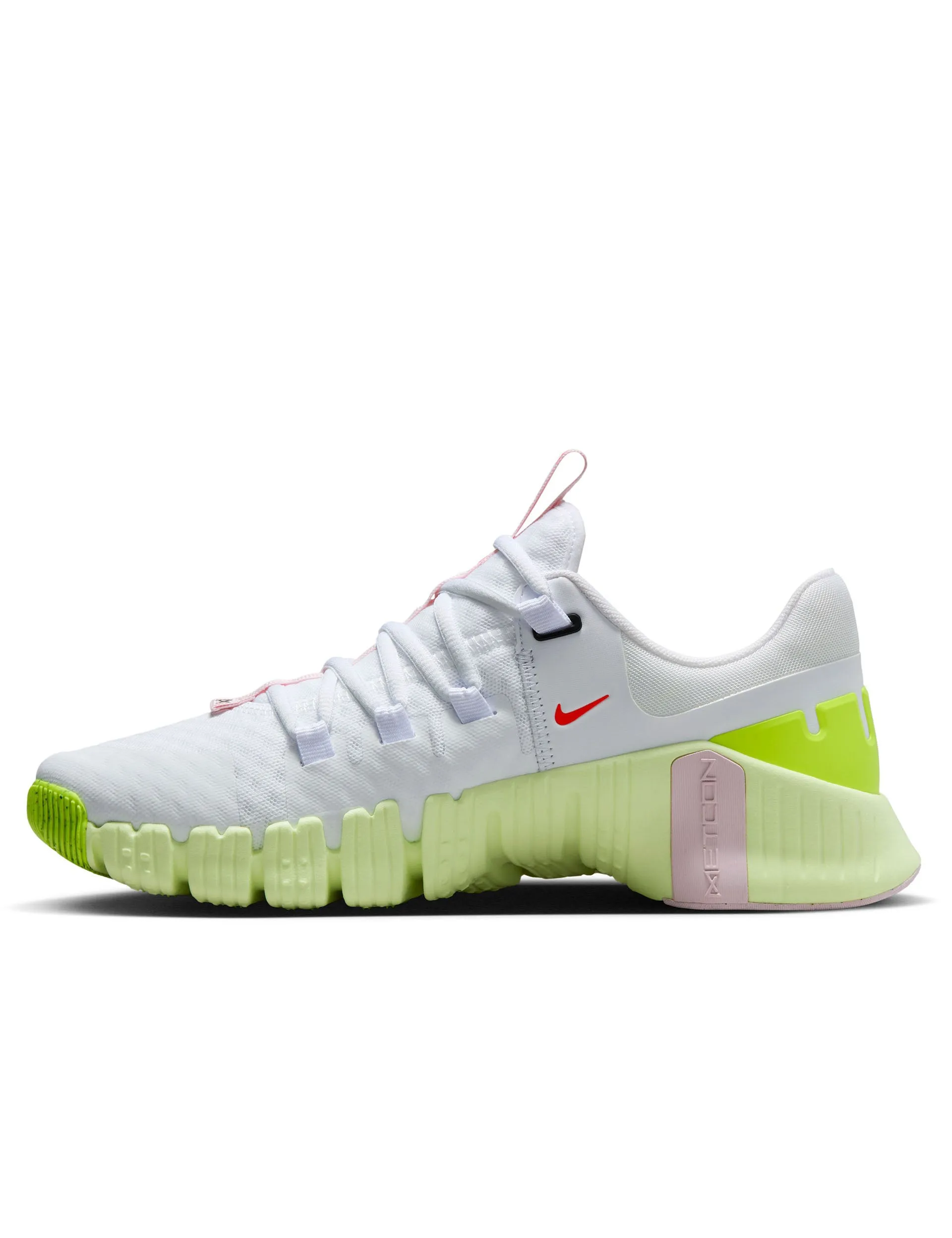 Free Metcon 5 Shoes - White/Bright Crimson/Barely Volt