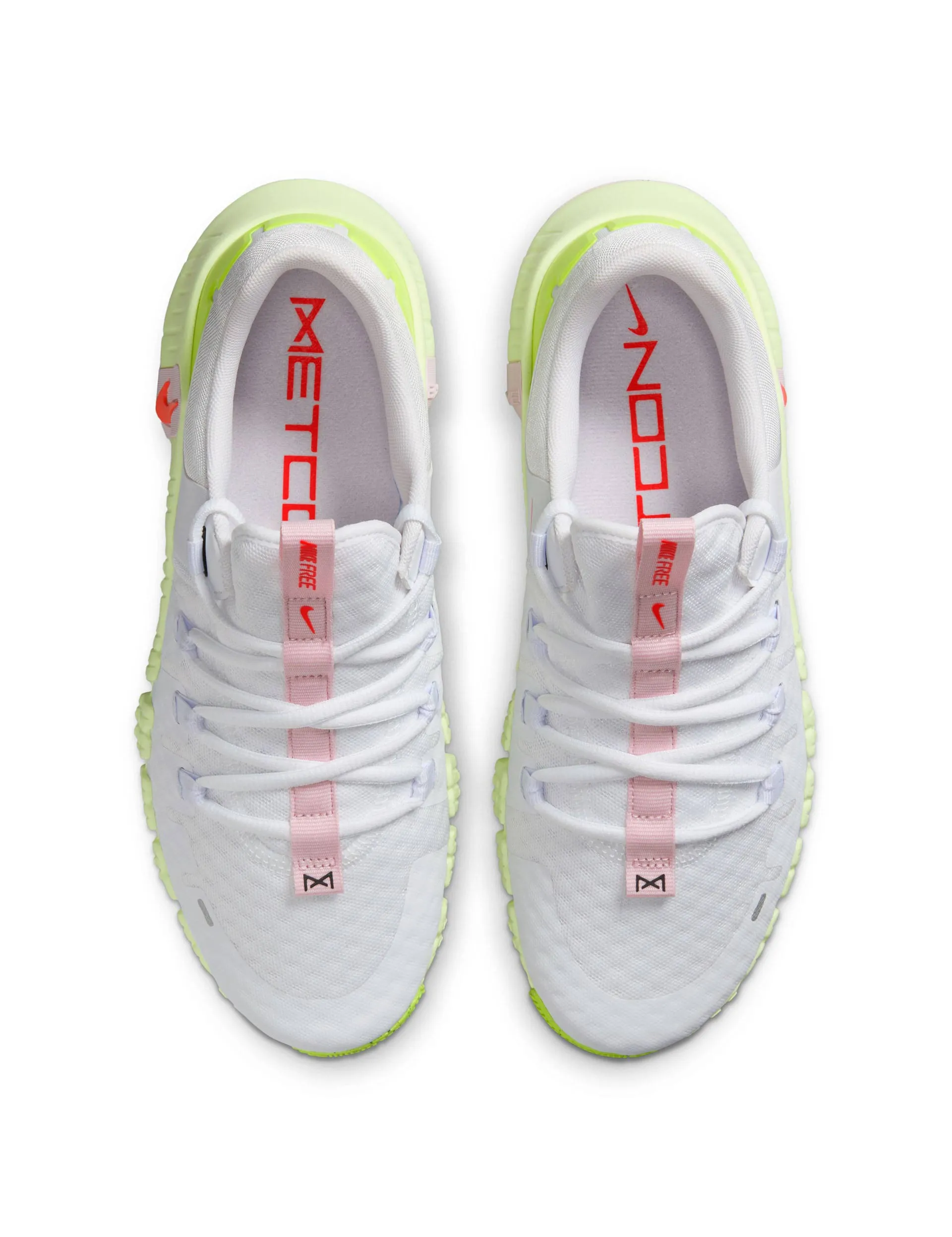 Free Metcon 5 Shoes - White/Bright Crimson/Barely Volt