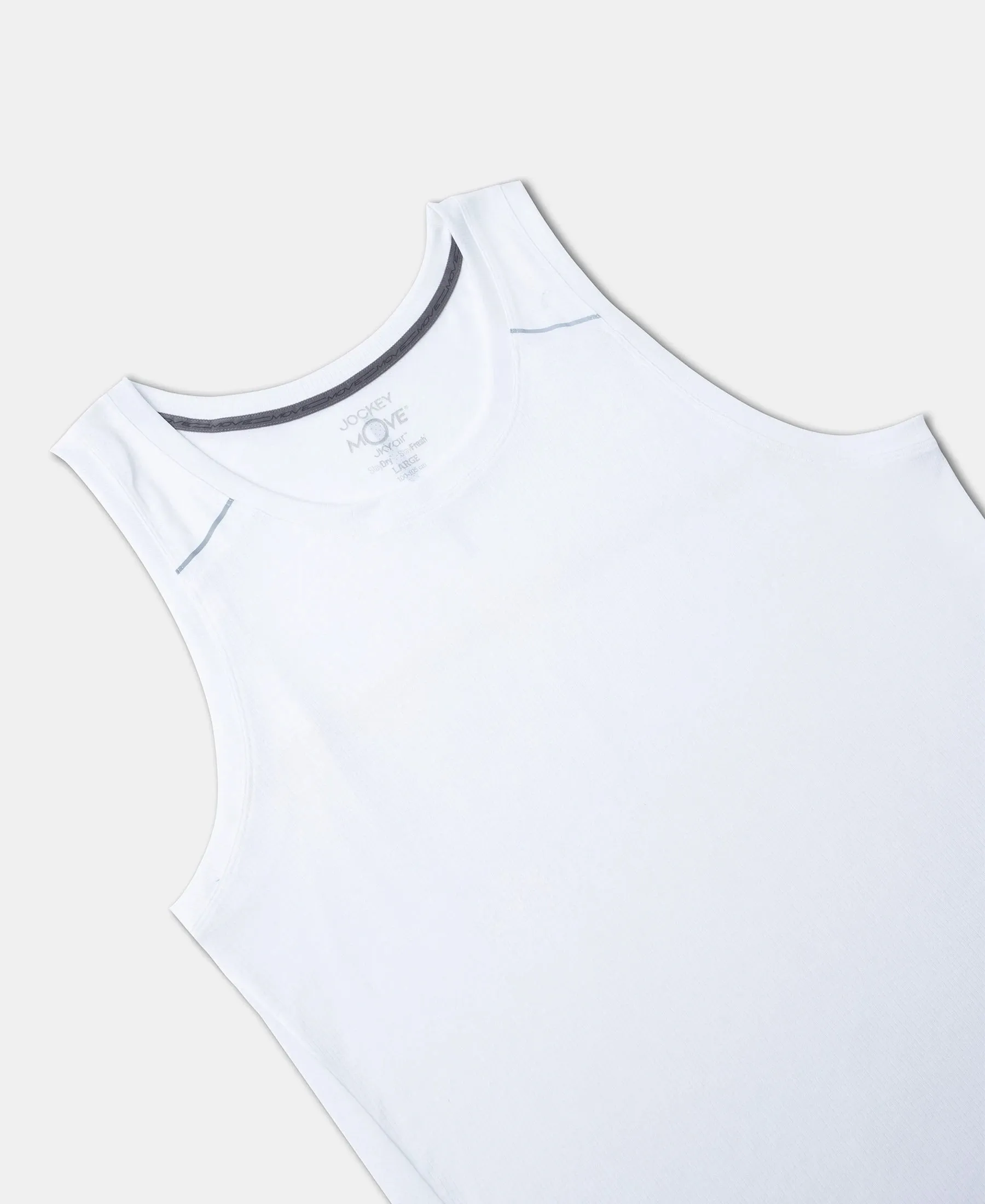 Lightweight Microfiber Solid Tank Top with Breathable Mesh - White