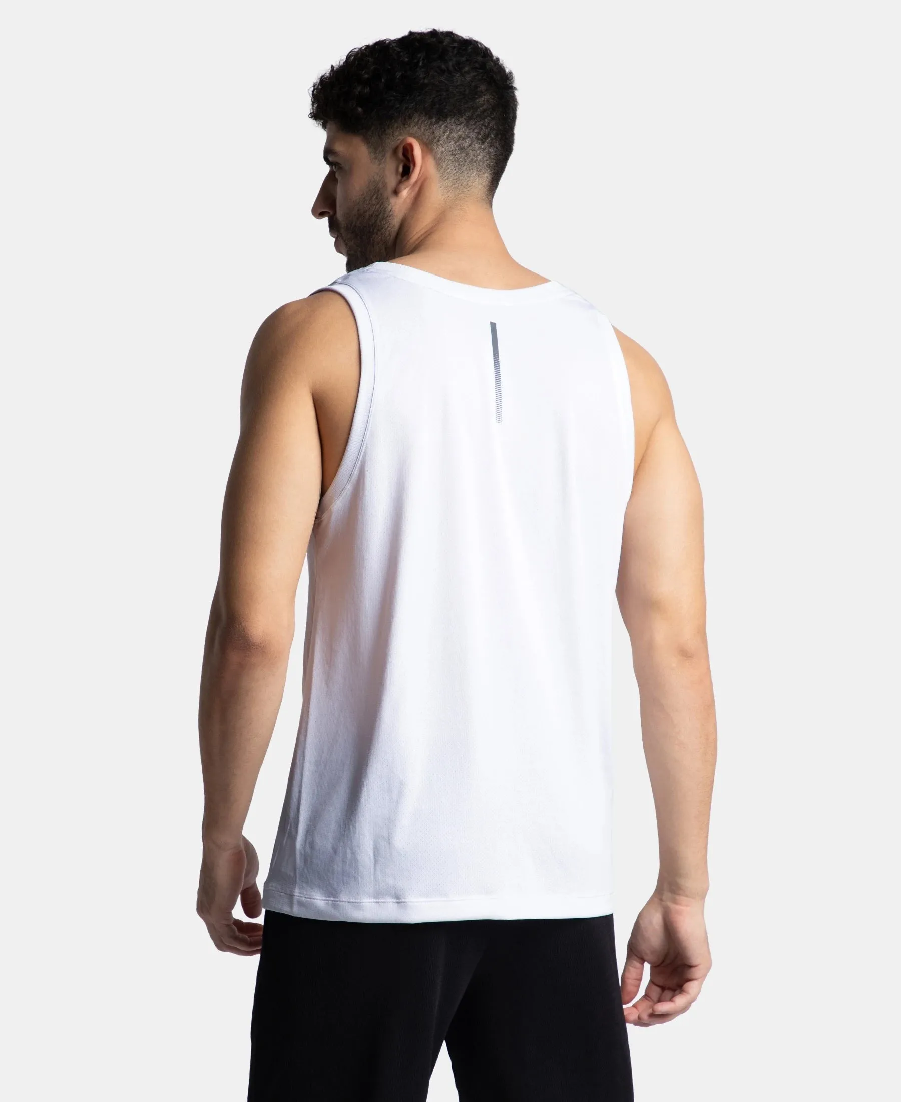 Lightweight Microfiber Solid Tank Top with Breathable Mesh - White