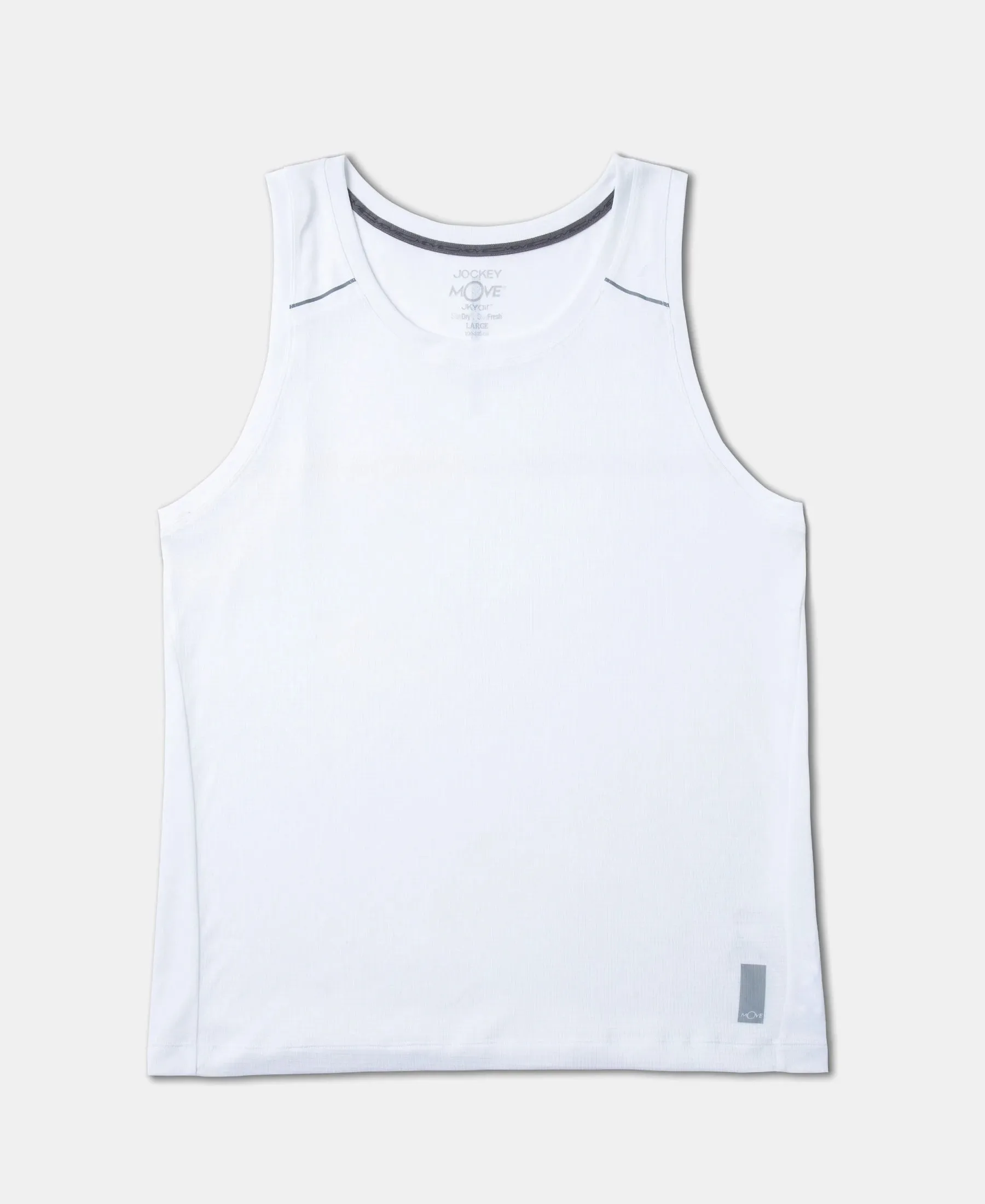 Lightweight Microfiber Solid Tank Top with Breathable Mesh - White