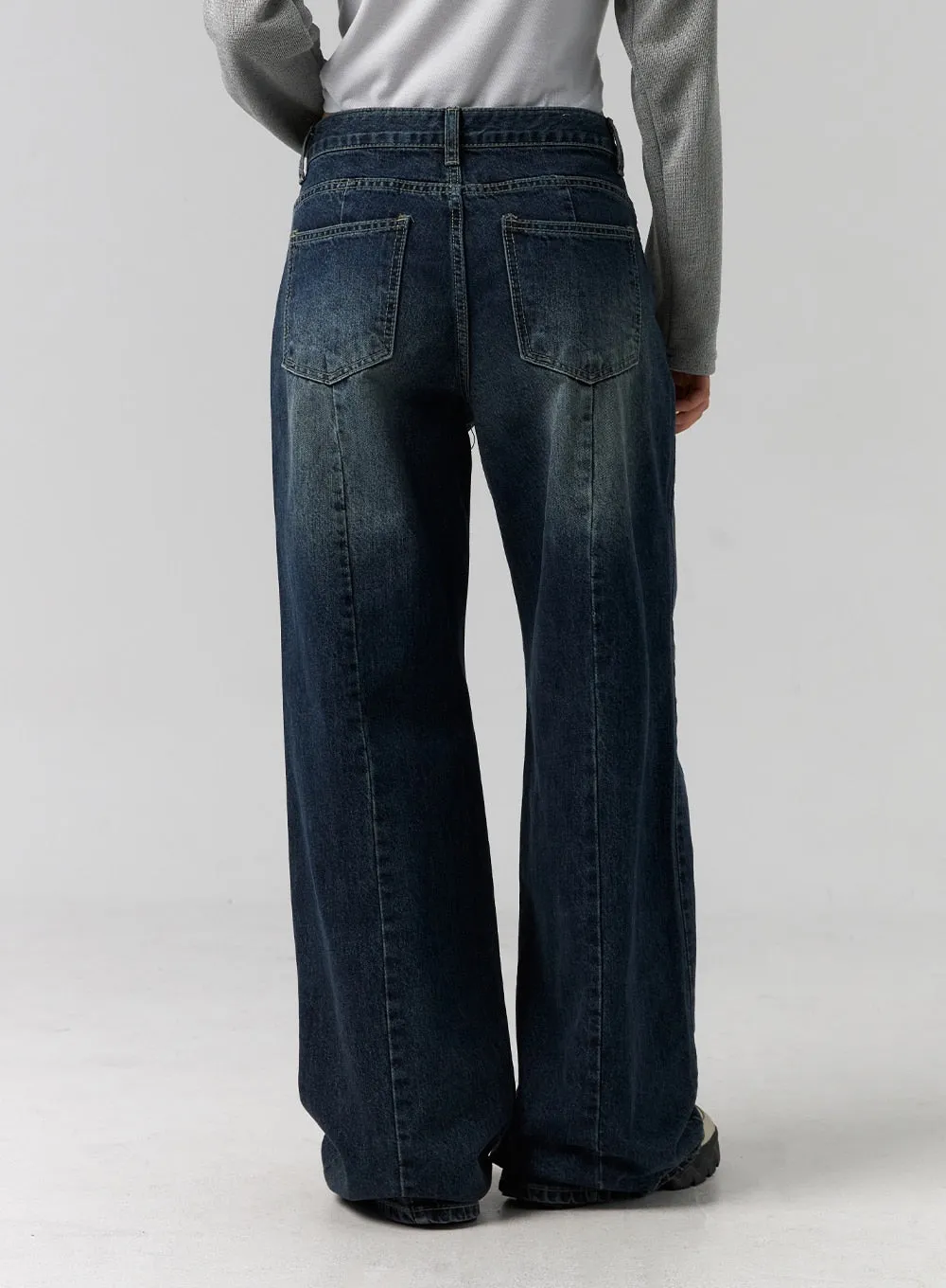 Low Rise Washed Wide Jeans CG315