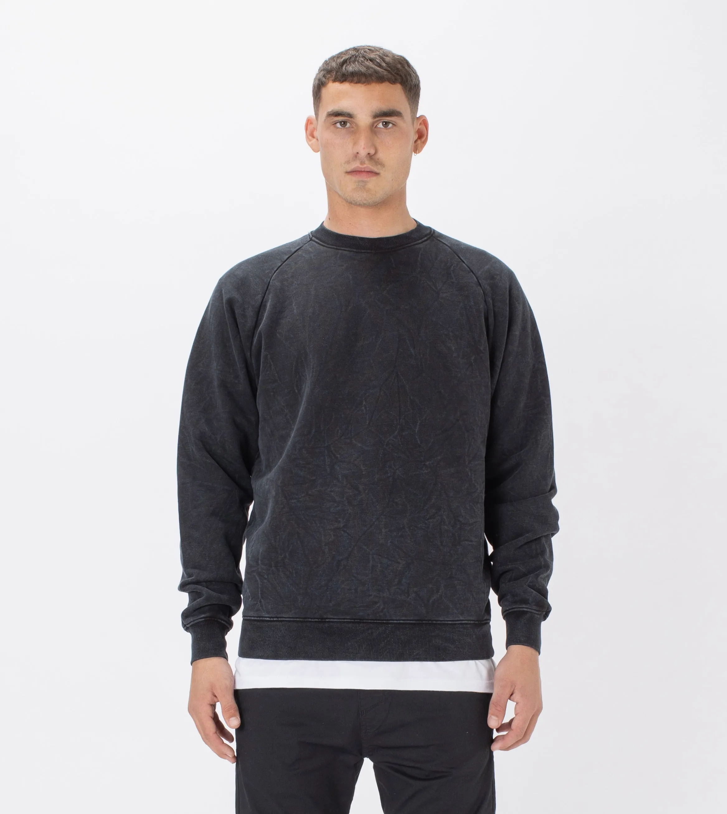 Lowgo Raglan Crew Sweat Black Salt