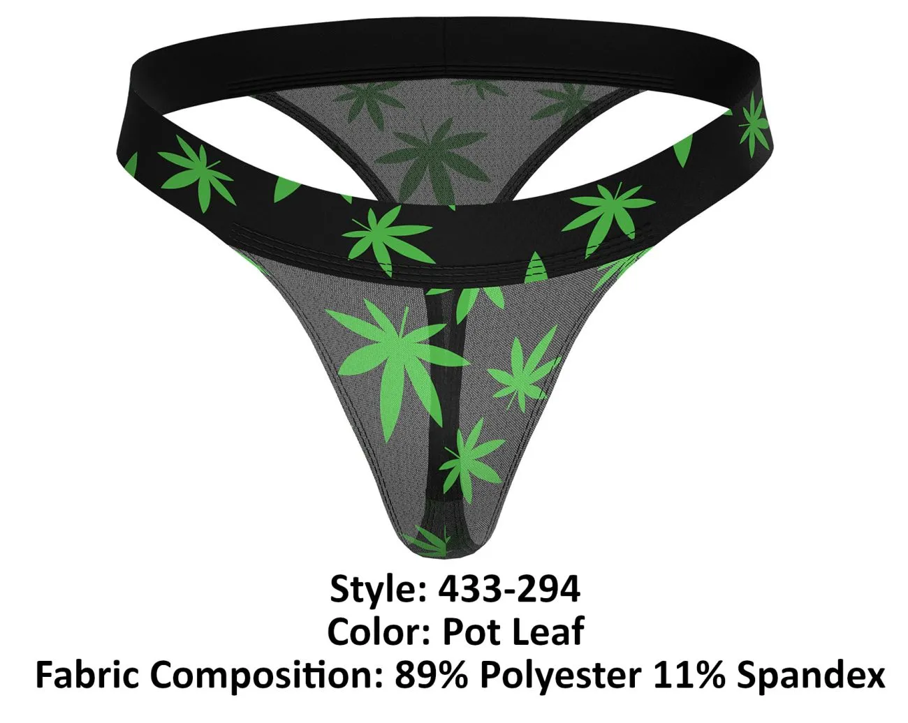 Male Power 433-294 Hazy Dayz Micro Thong Pot Leaf