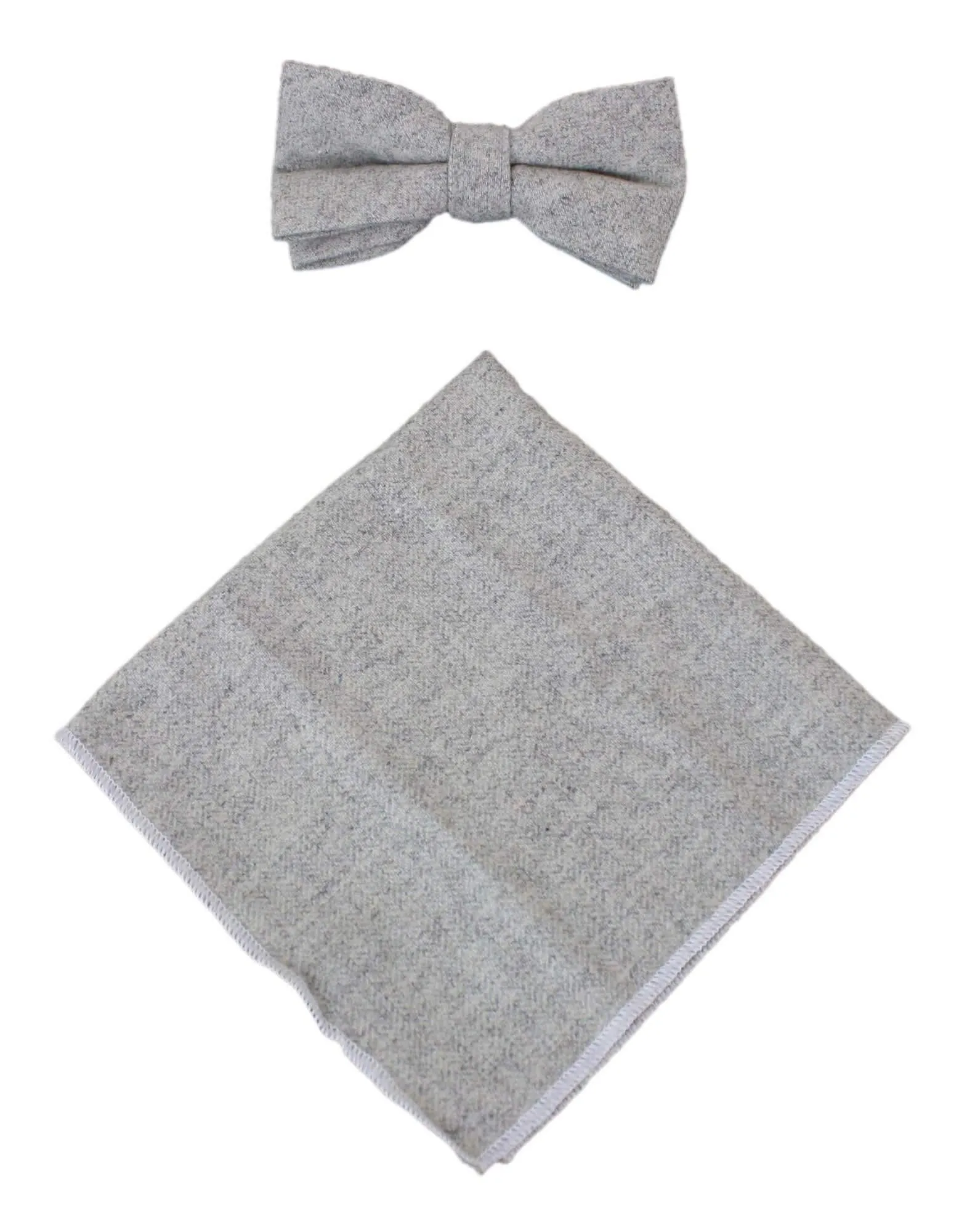 Martez - Men's Herringbone Tweed Check Bow Tie Hanky Classic Blinders