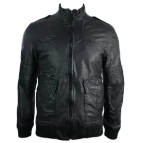 Men's All Leather Jacket Jack Look Black Bomber