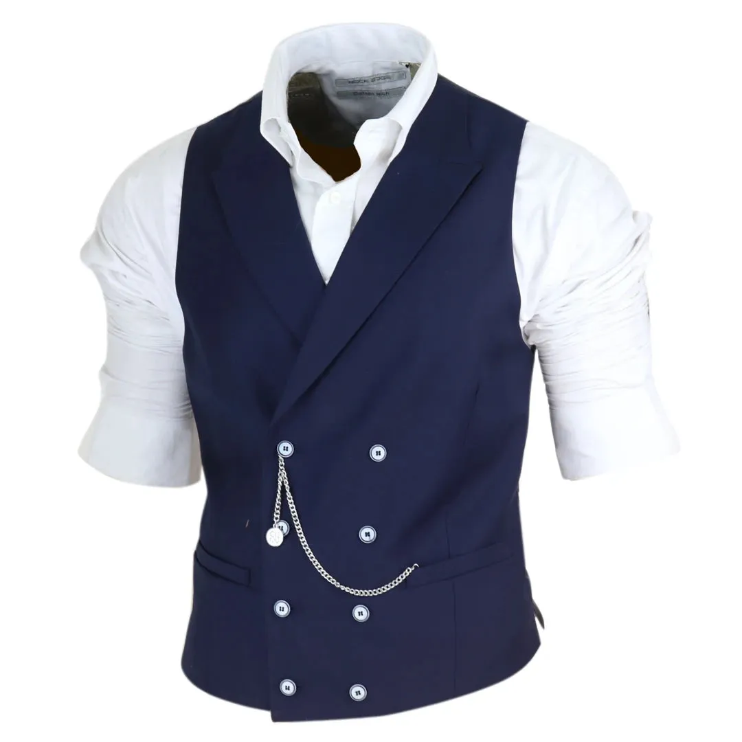 Men's Double Breasted Waistcoat 1920s Blinders Pocket Chain