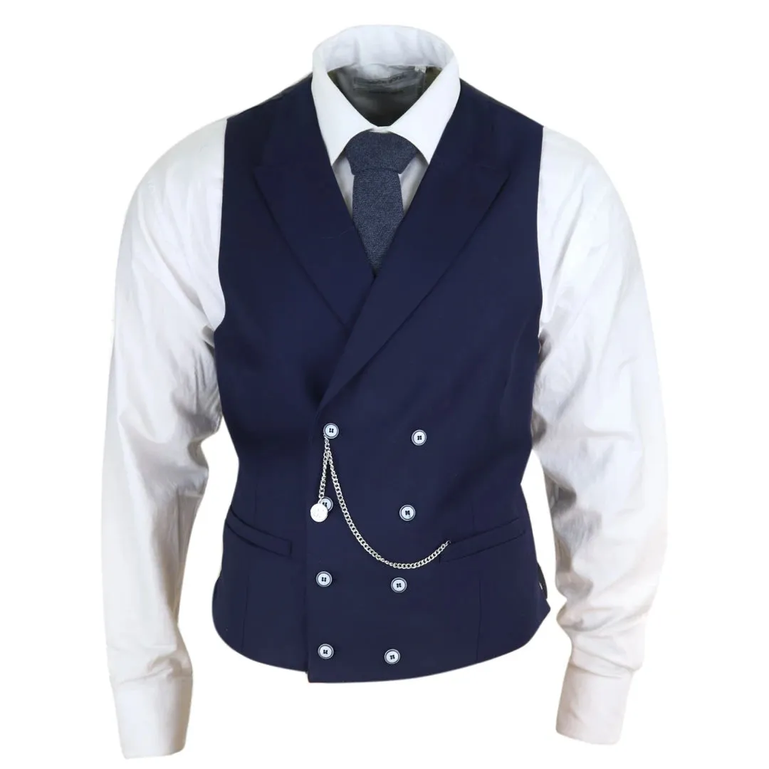 Men's Double Breasted Waistcoat 1920s Blinders Pocket Chain